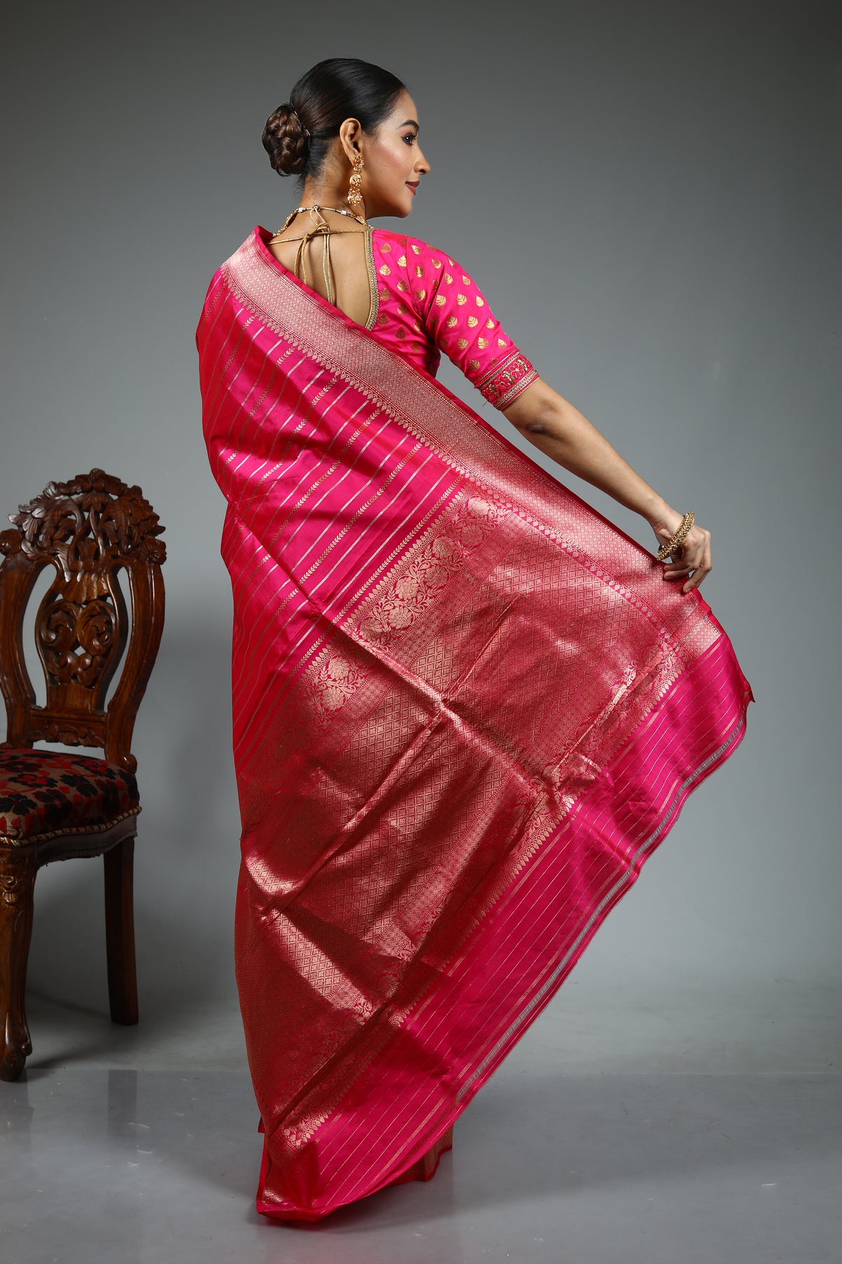 Pink Pure Katan Saree