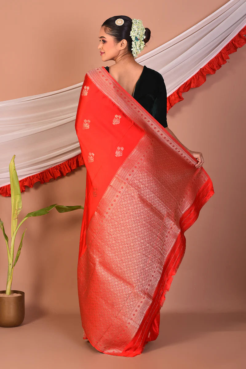 Red Blended Mashru Silk Saree - Keya Seth Exclusive
