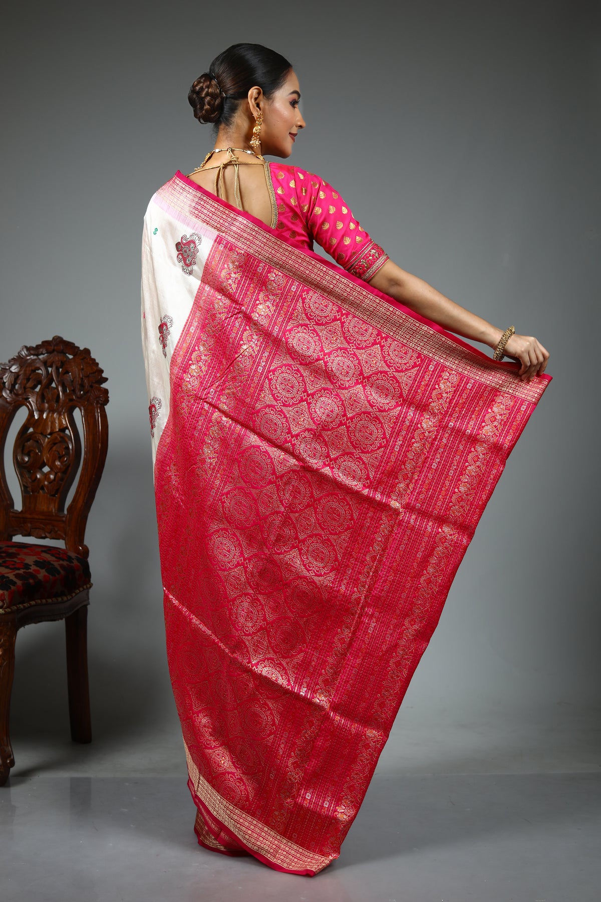 White Pure Bomkai Saree