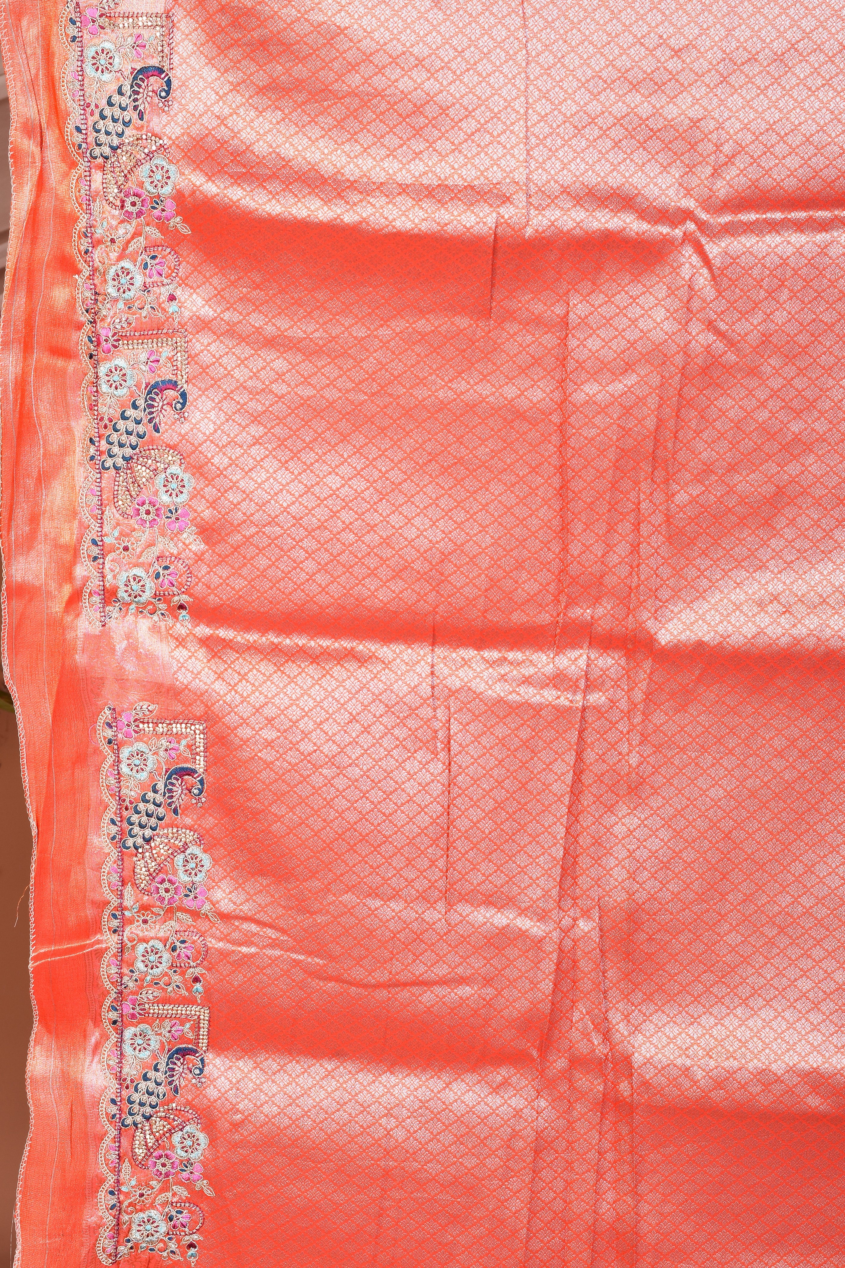 Peach Blended Tissue Saree - Keya Seth Exclusive