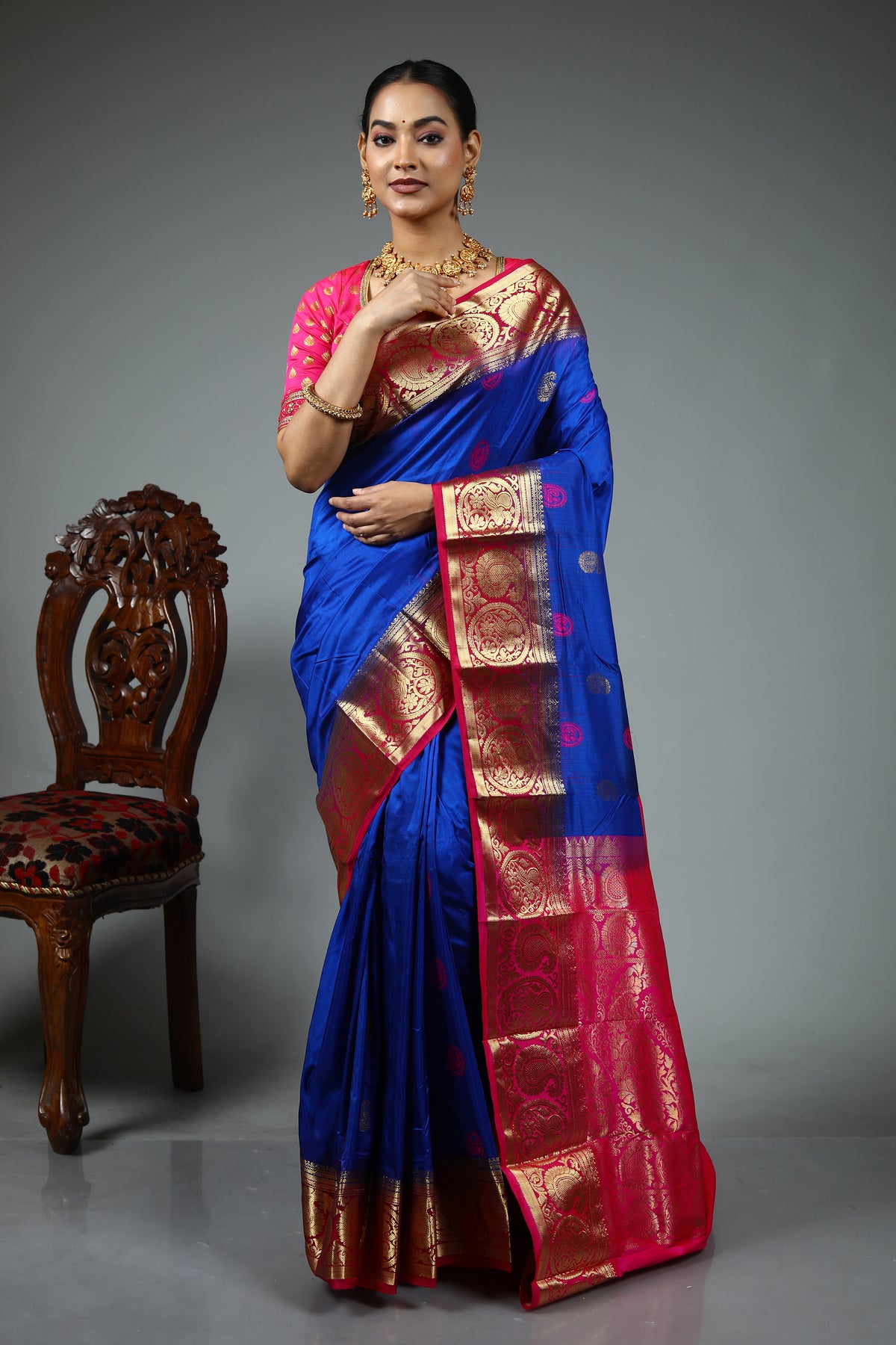 Royal Blue Pure Kanjivaram Silk Saree