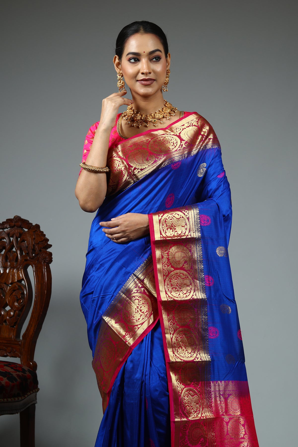 Royal Blue Pure Kanjivaram Silk Saree