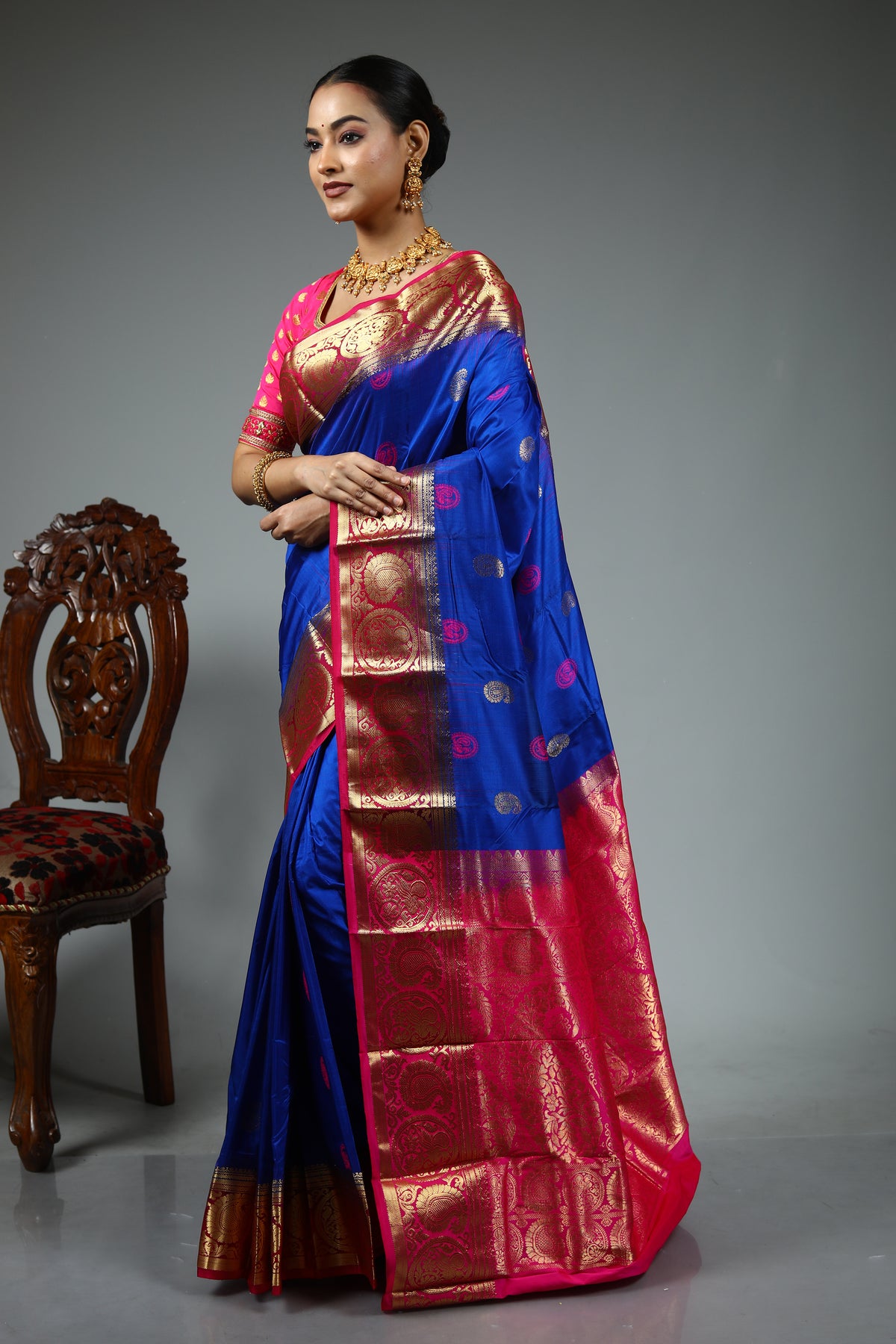 Royal Blue Pure Kanjivaram Silk Saree
