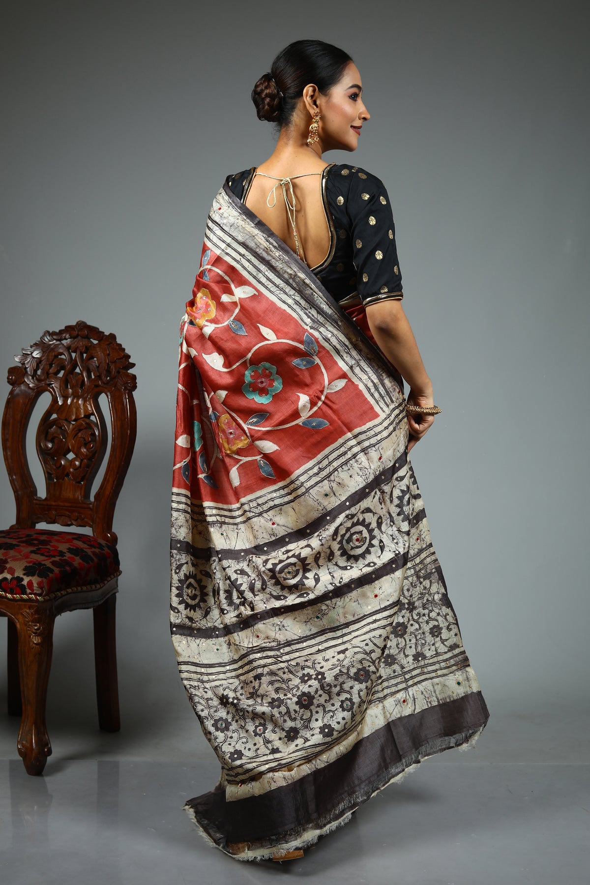 Rust Pure Silk Saree