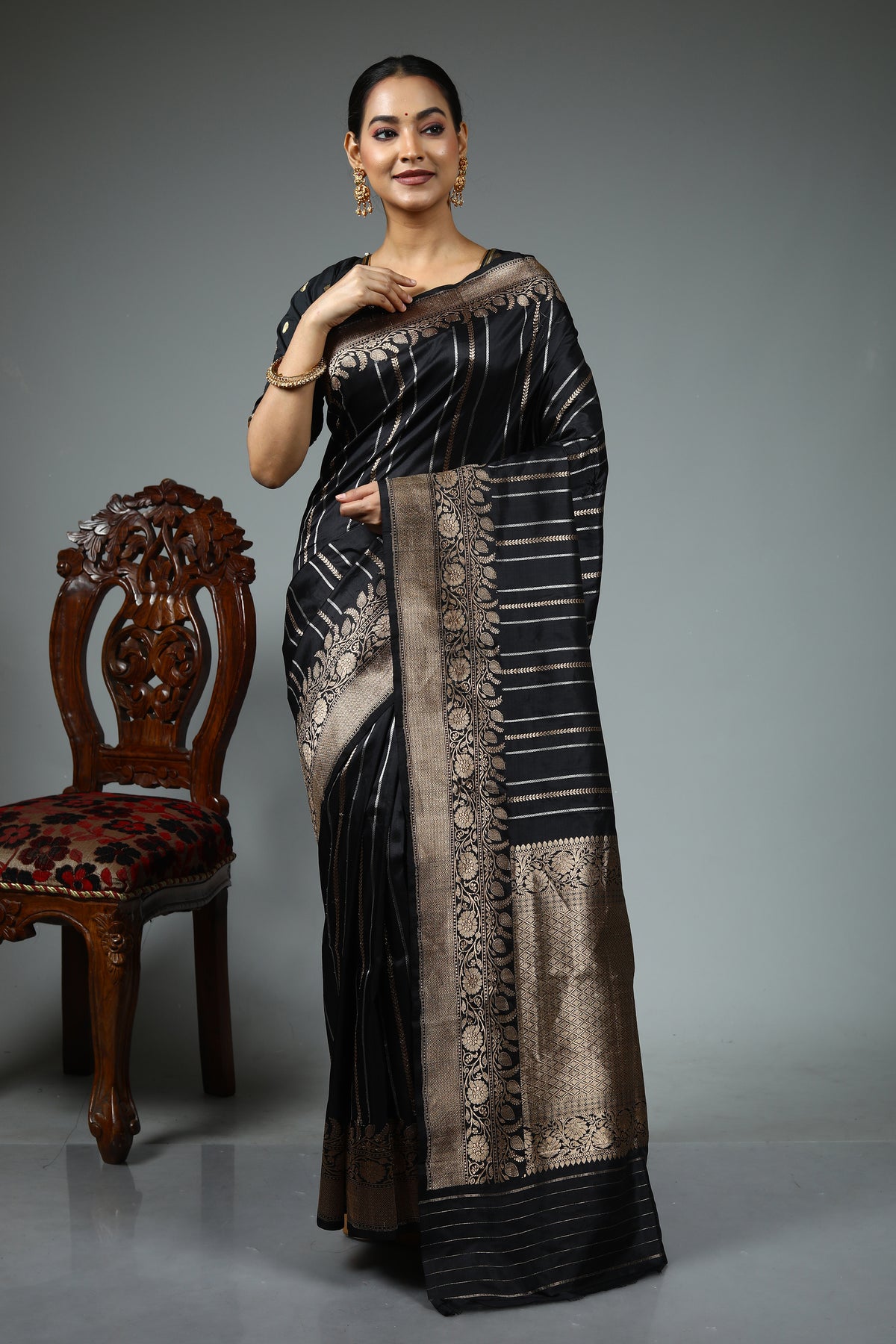 Black Pure Katan Saree