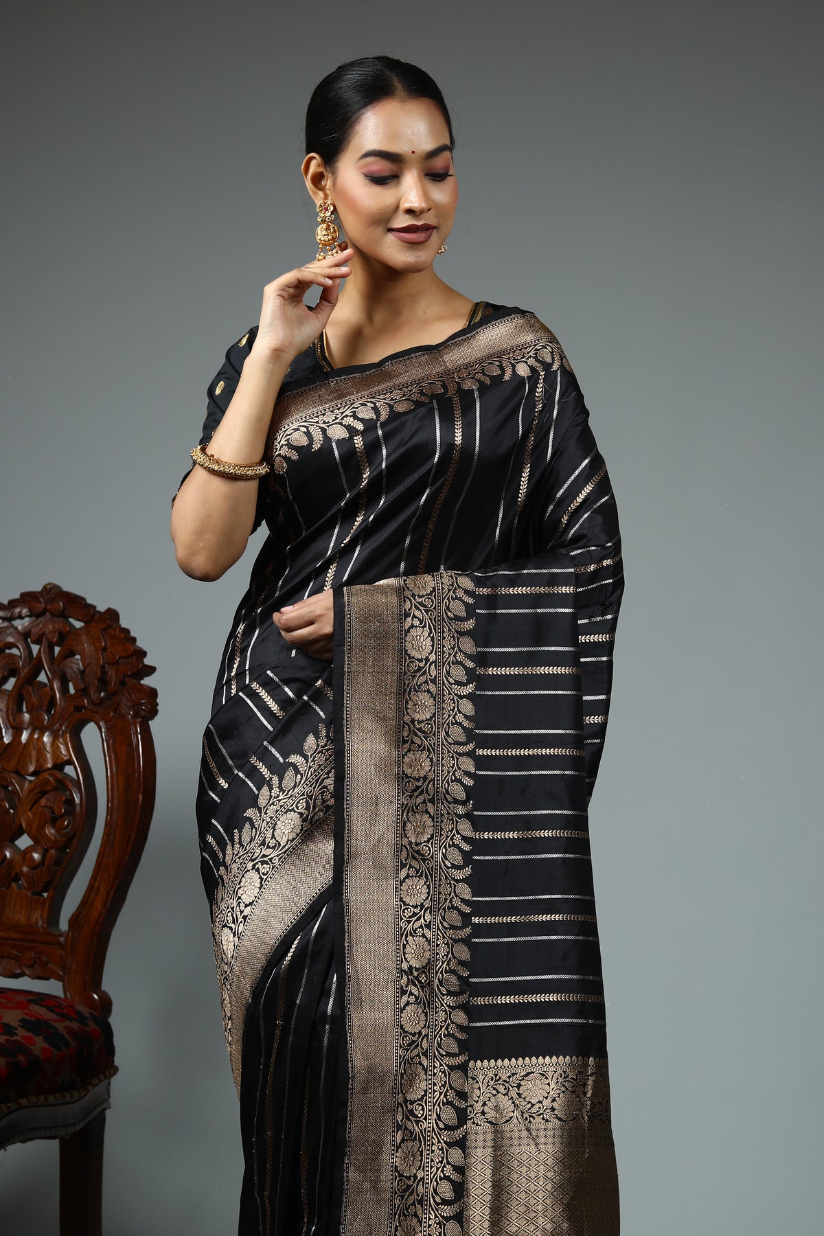 Black Pure Katan Saree