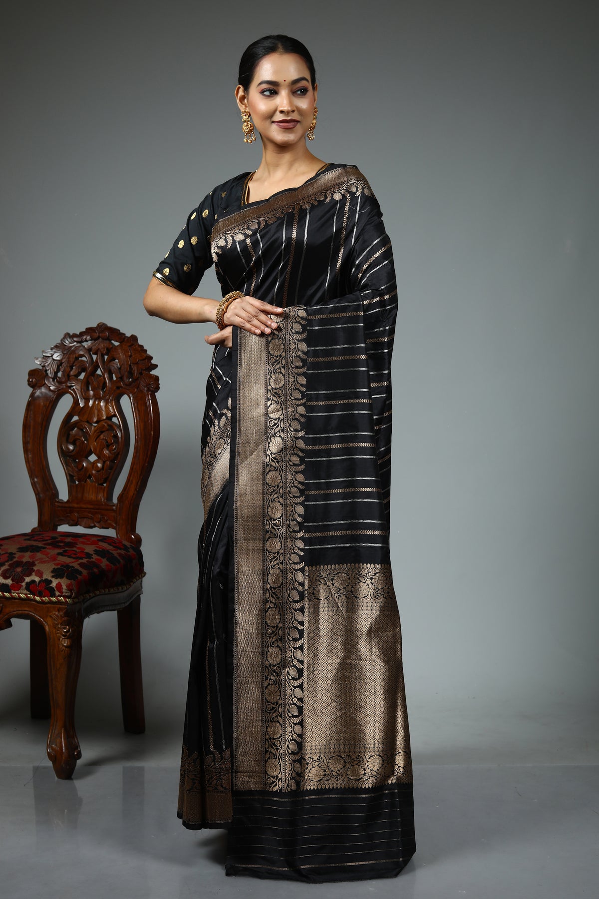 Black Pure Katan Saree