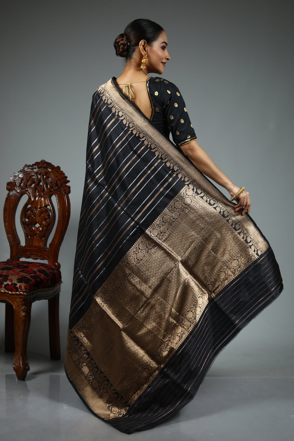 Black Pure Katan Saree