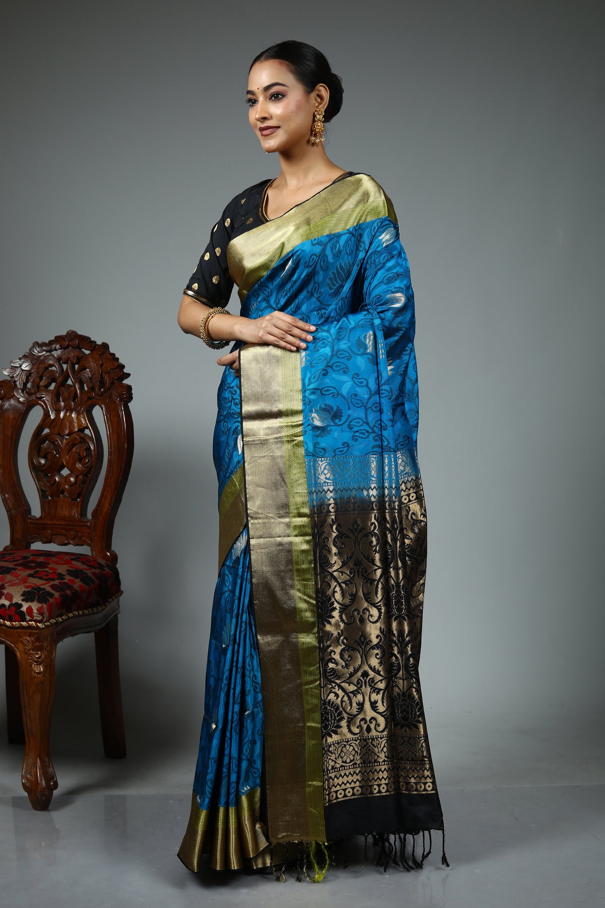 Blue Pure Aarni Silk Saree
