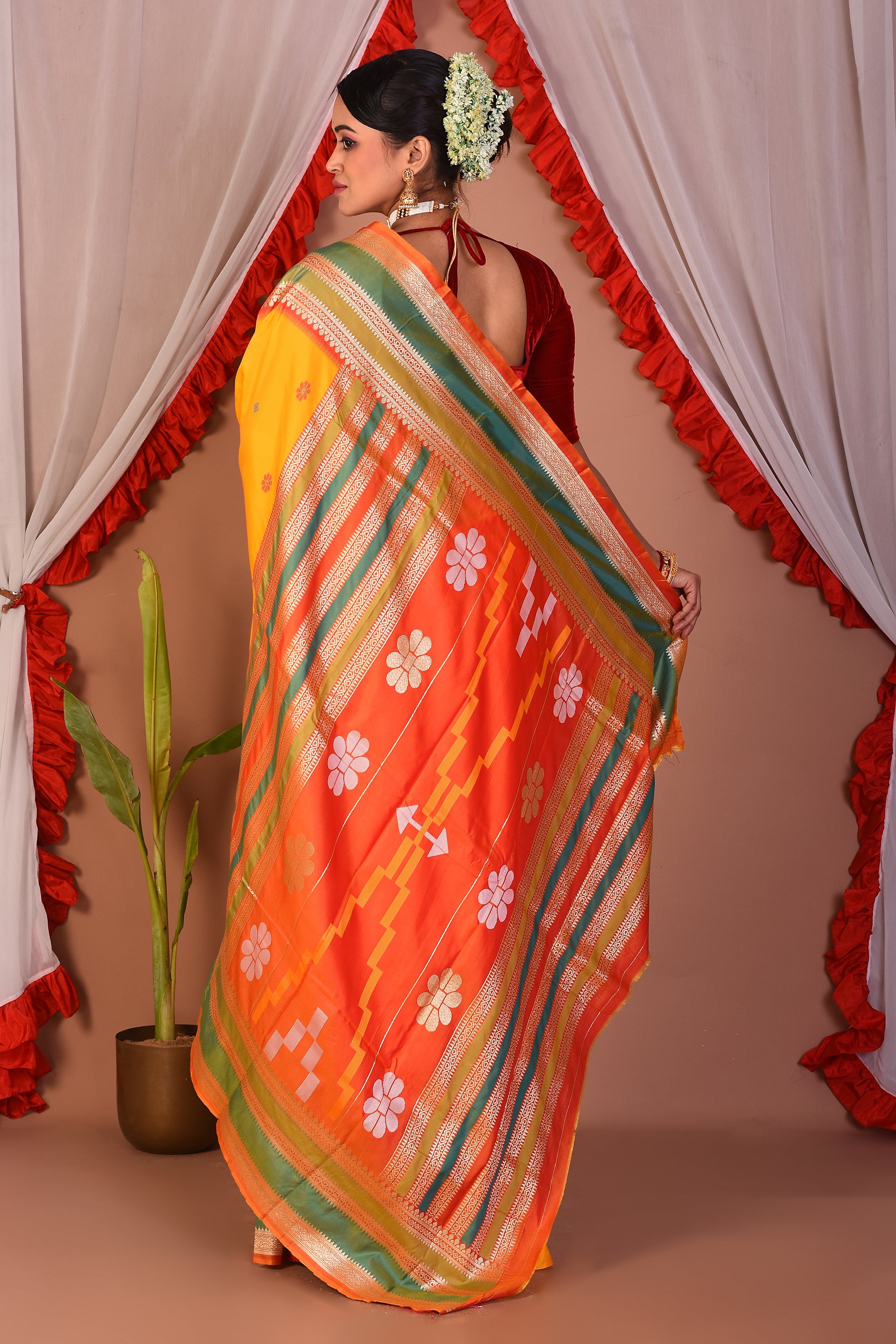 Yellow Blended Bangalore Silk Saree - Keya Seth Exclusive