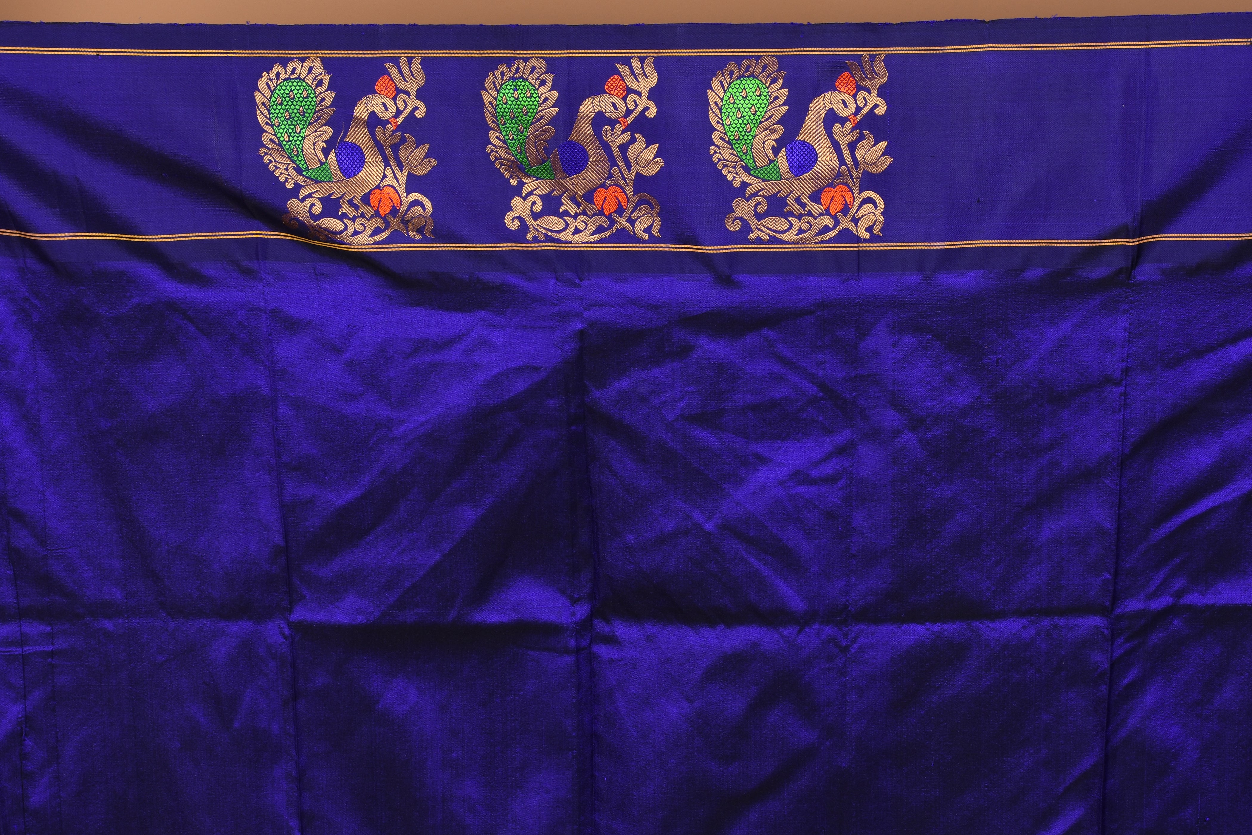 Deep Blue Pure Paithani Silk Saree with Blouse Piece - Keya Seth Exclusive