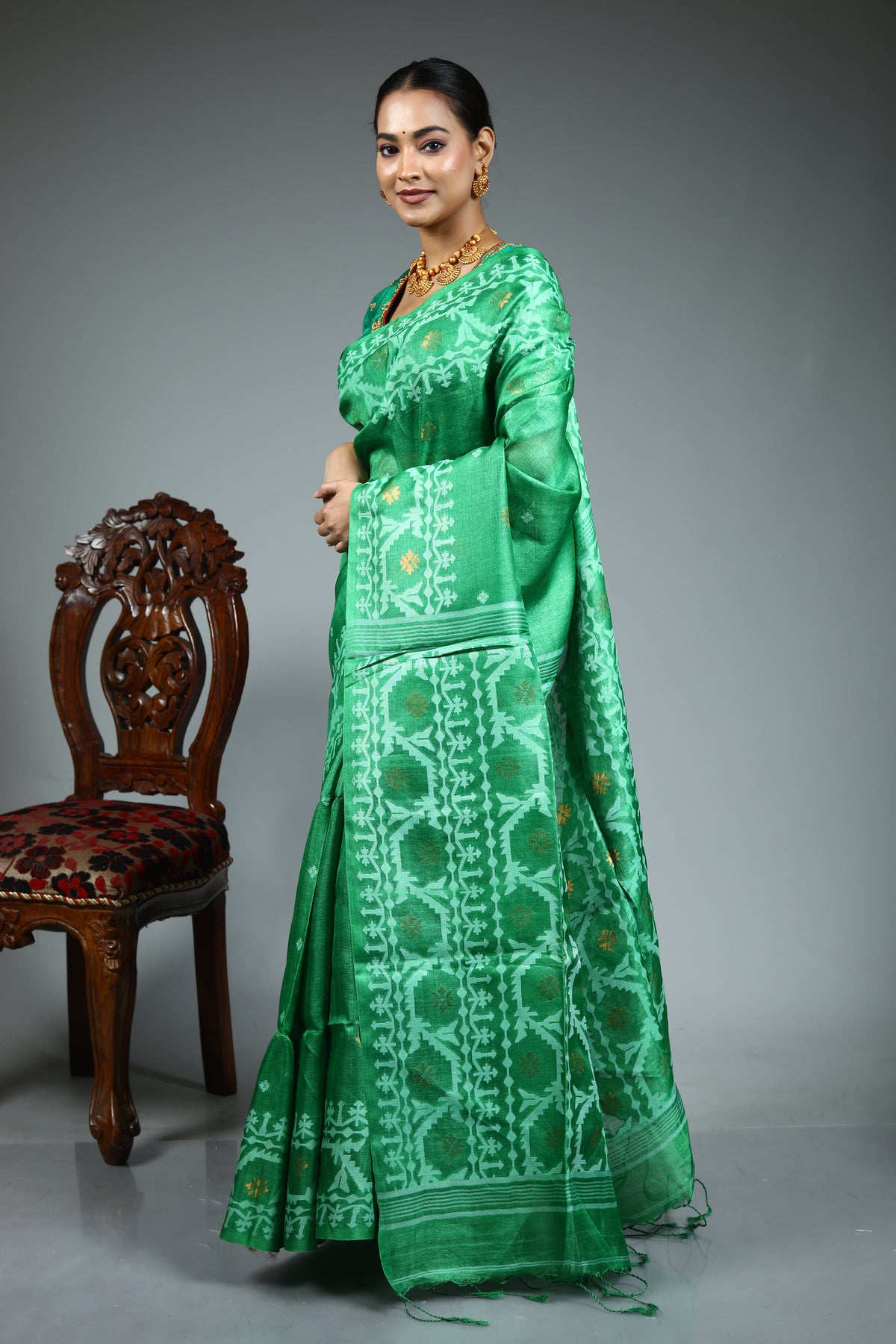 Green Tussar Saree