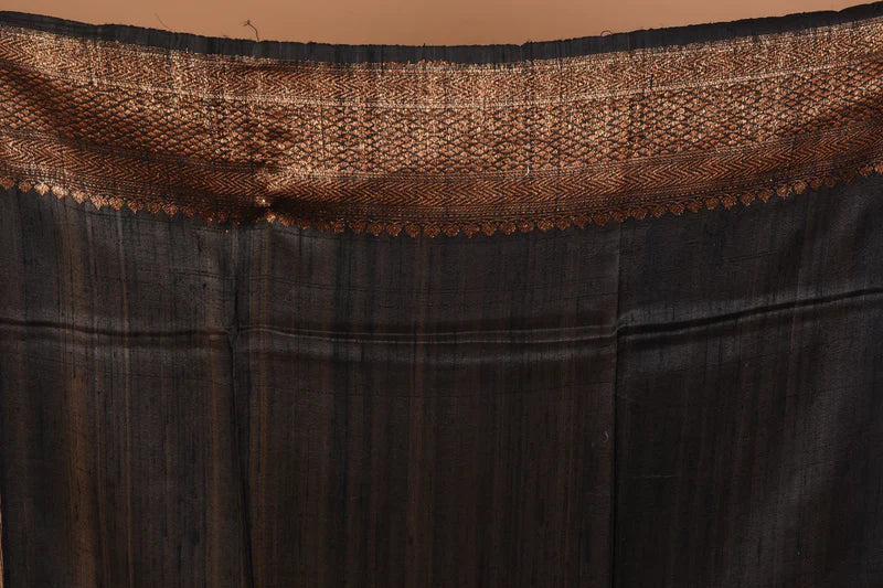 Black Pure Raw Silk Saree with Blouse Piece - Keya Seth Exclusive