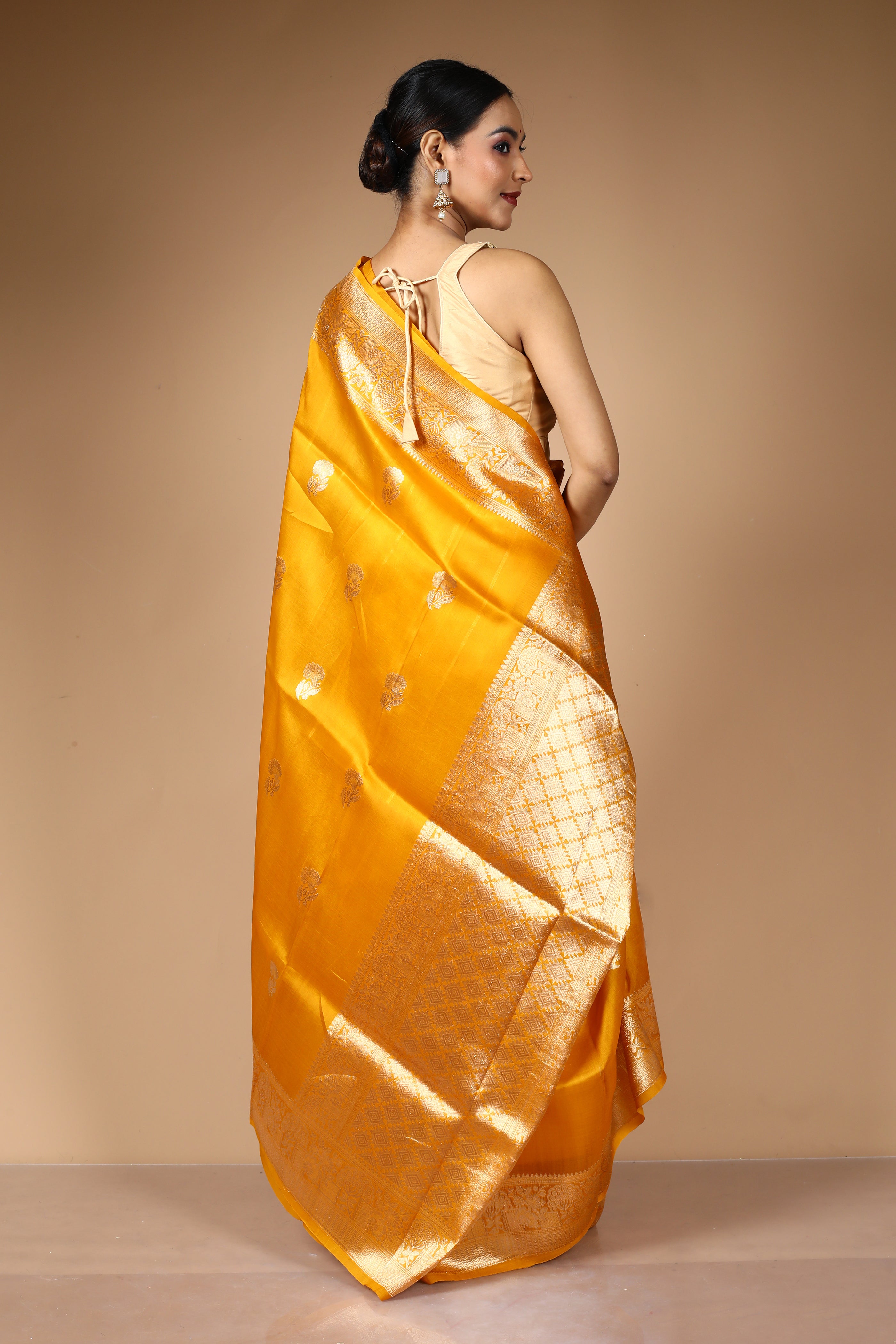 Mustard Pure Kora Saree