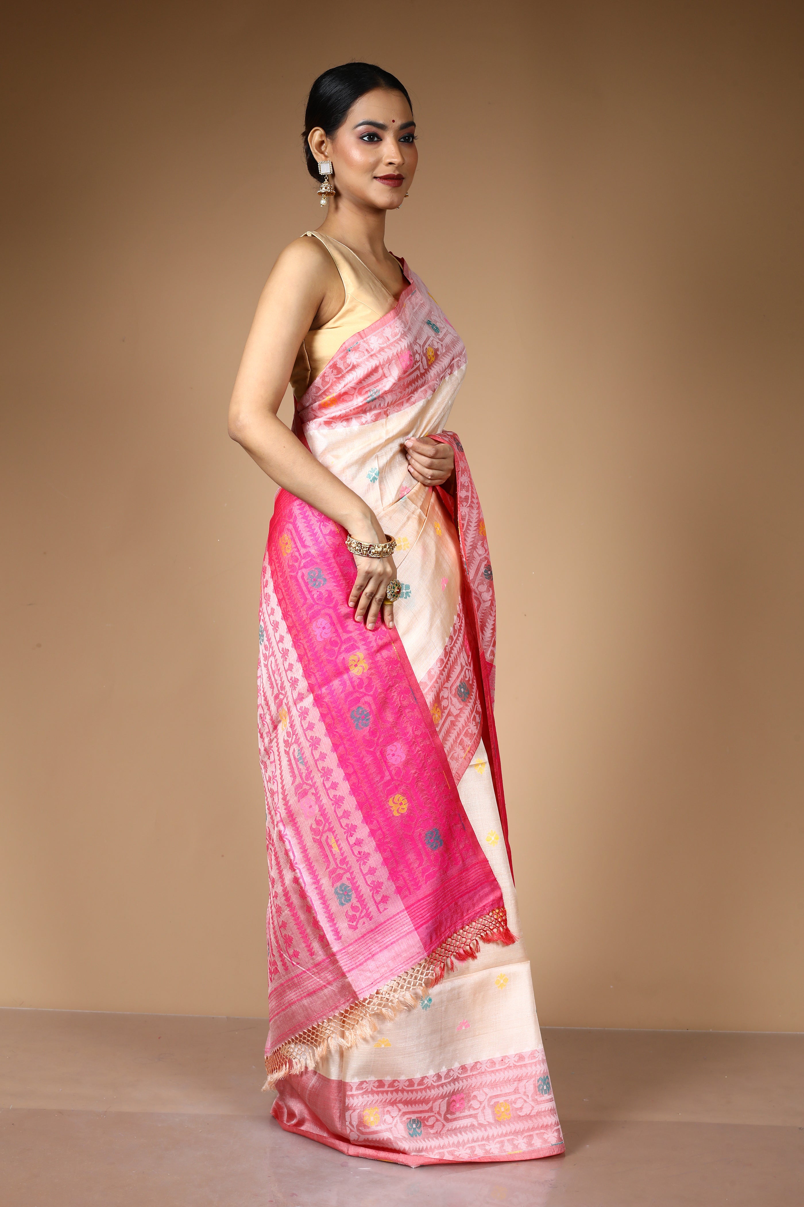 Offwhite Pure Tussar Saree