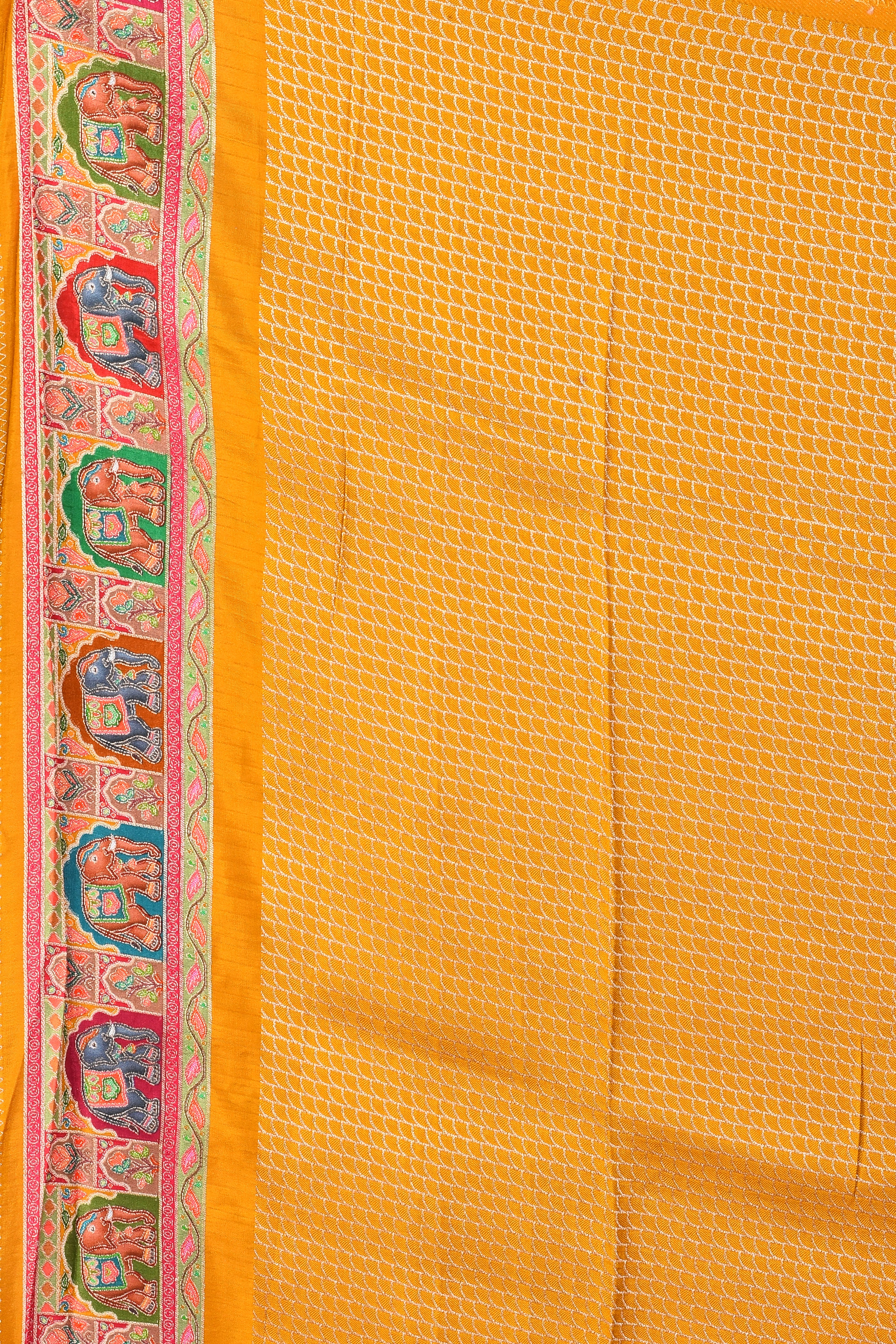 Mustard Blended Printed Silk Saree - Keya Seth Exclusive