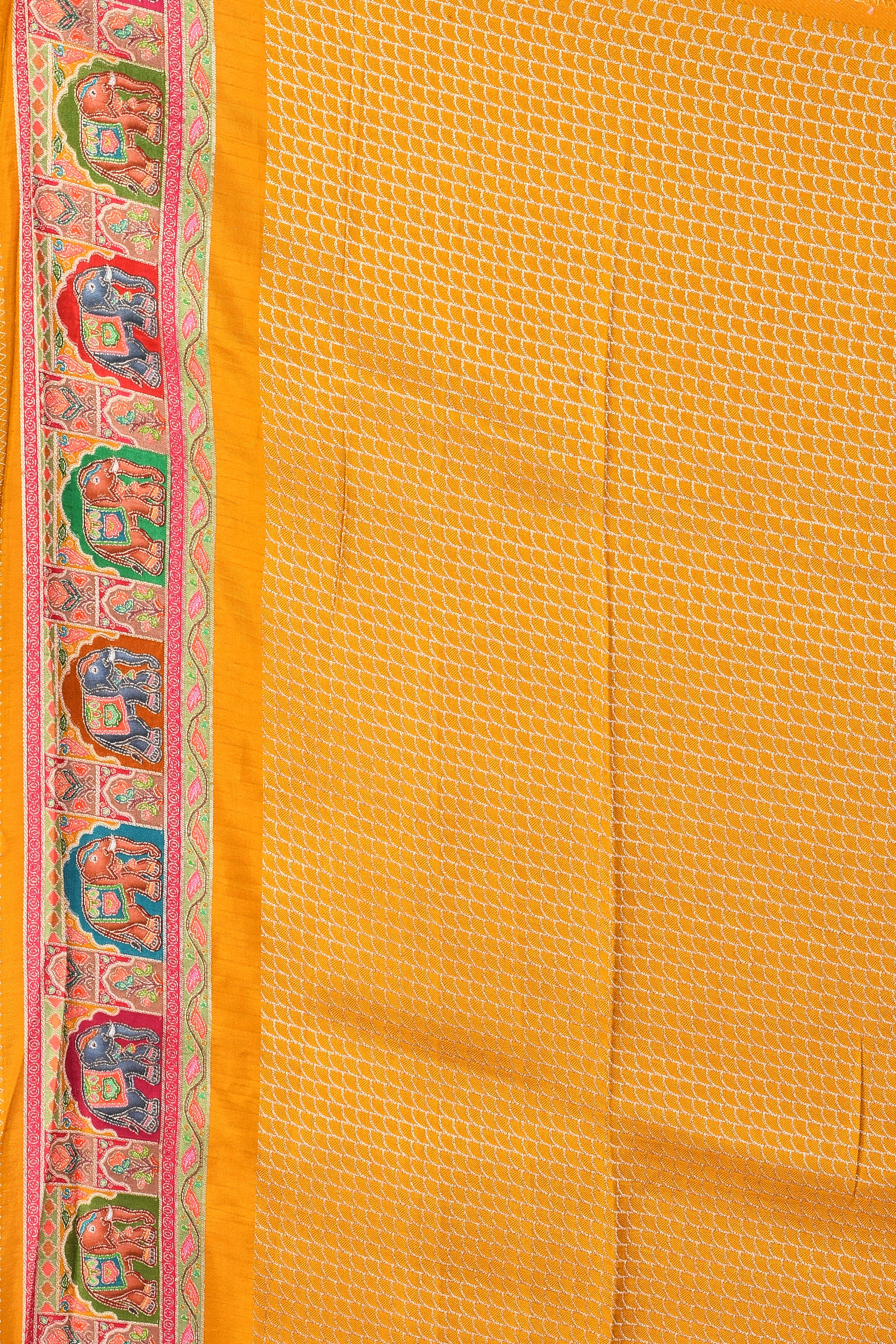 Mustard Blended Printed Silk Saree - Keya Seth Exclusive
