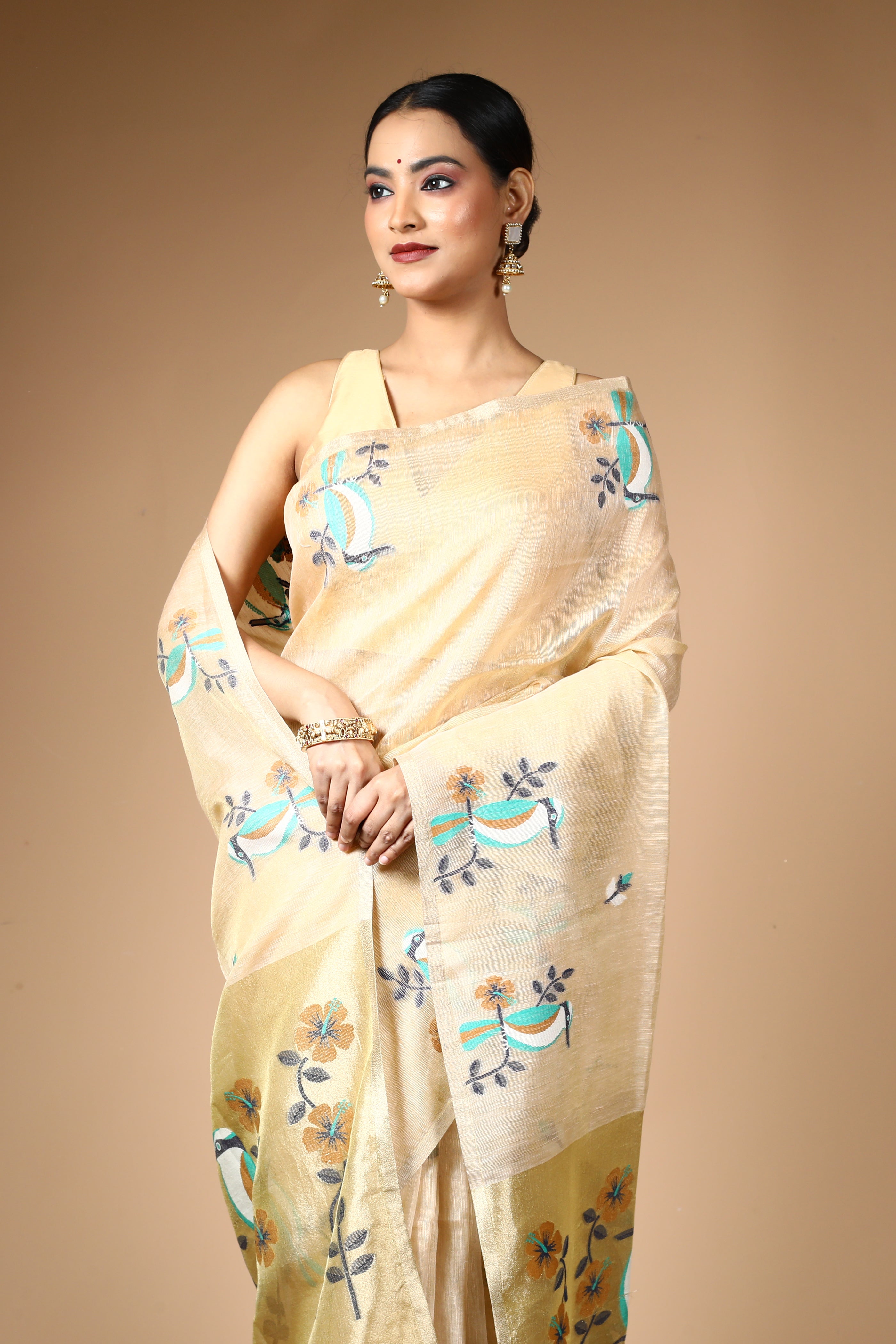 Offwhite Tussar Saree