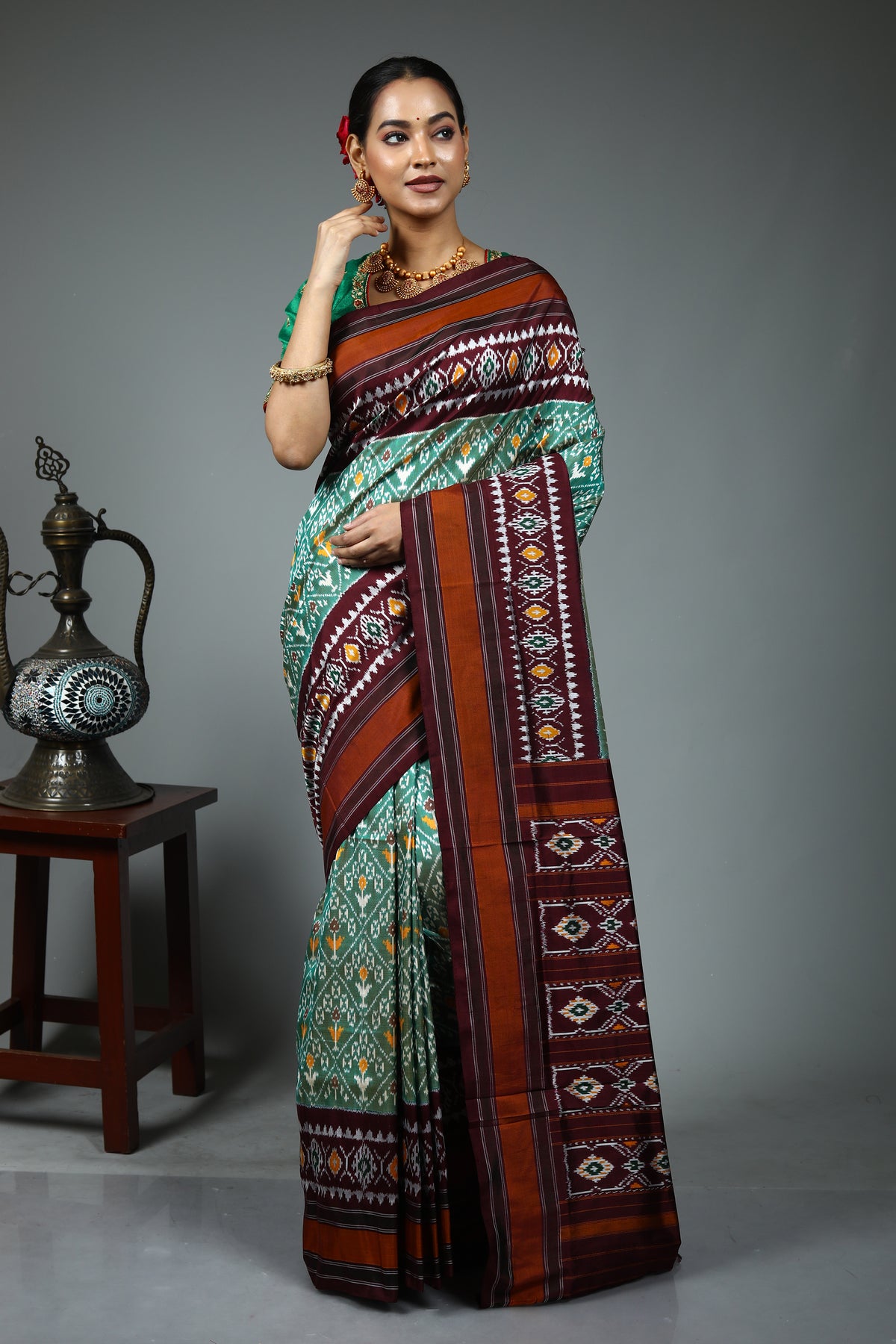 Green Ikkat Saree