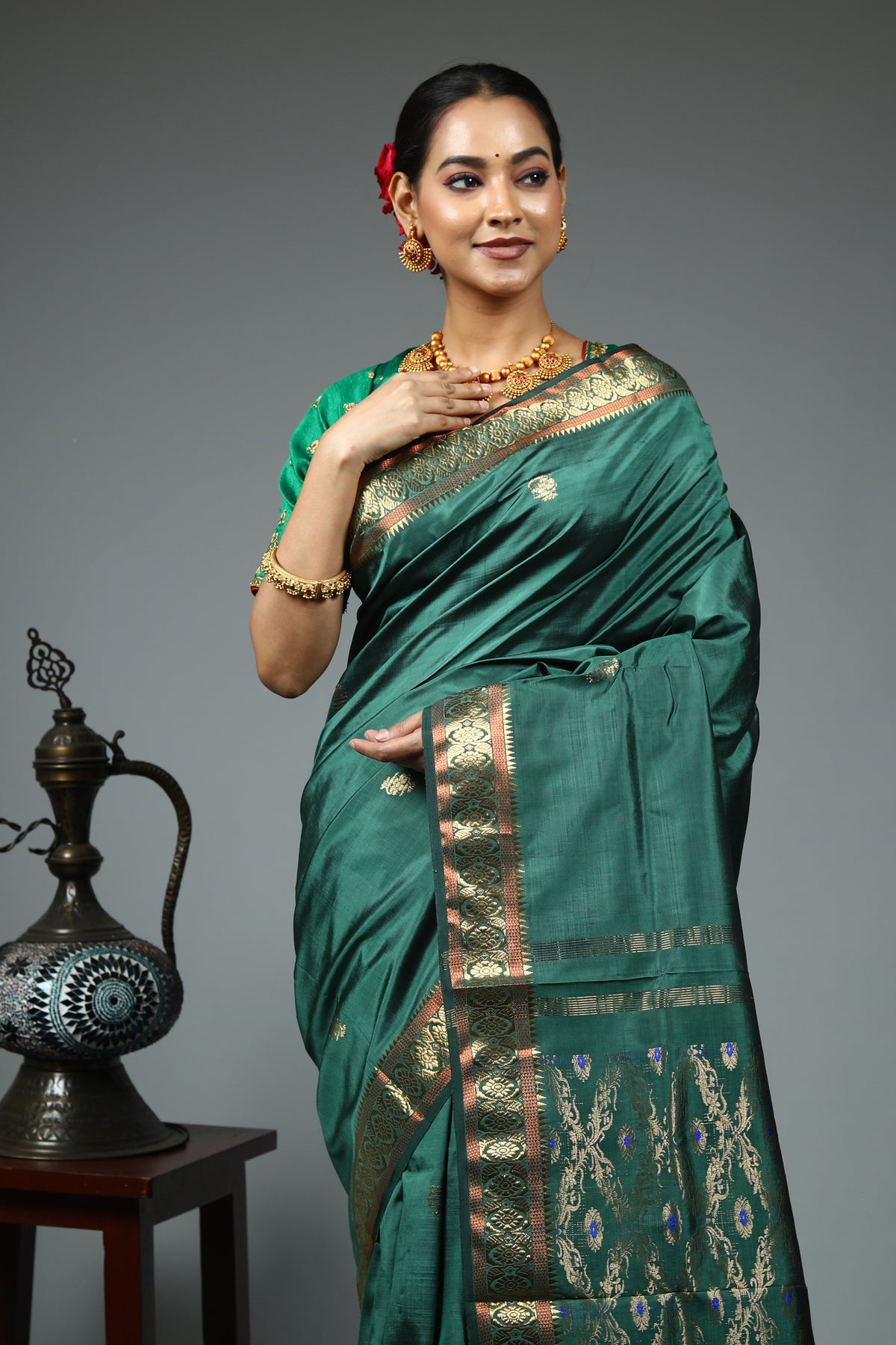 Green Gadwal Saree