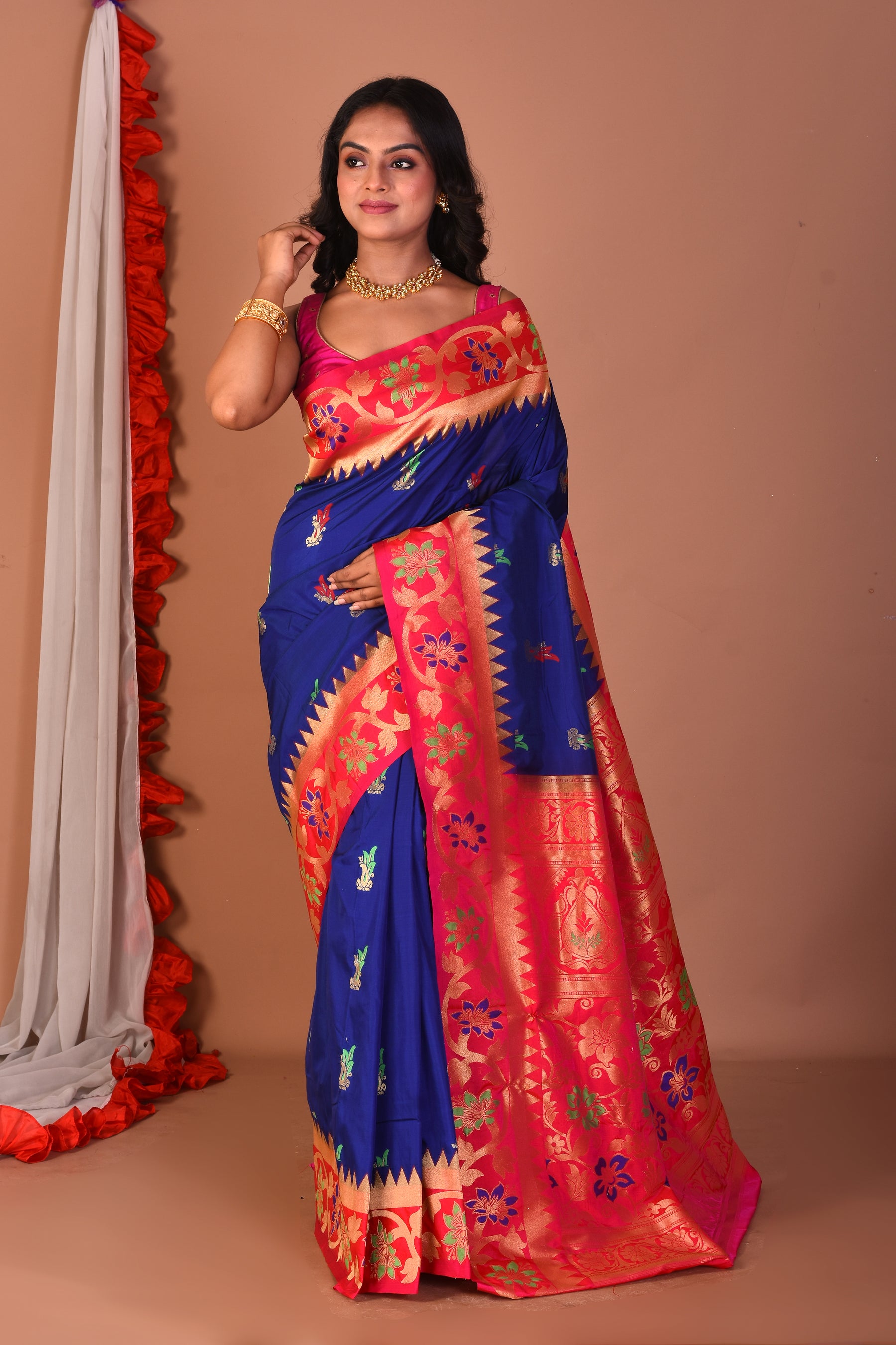 Blue Blended Paithani Silk Saree
