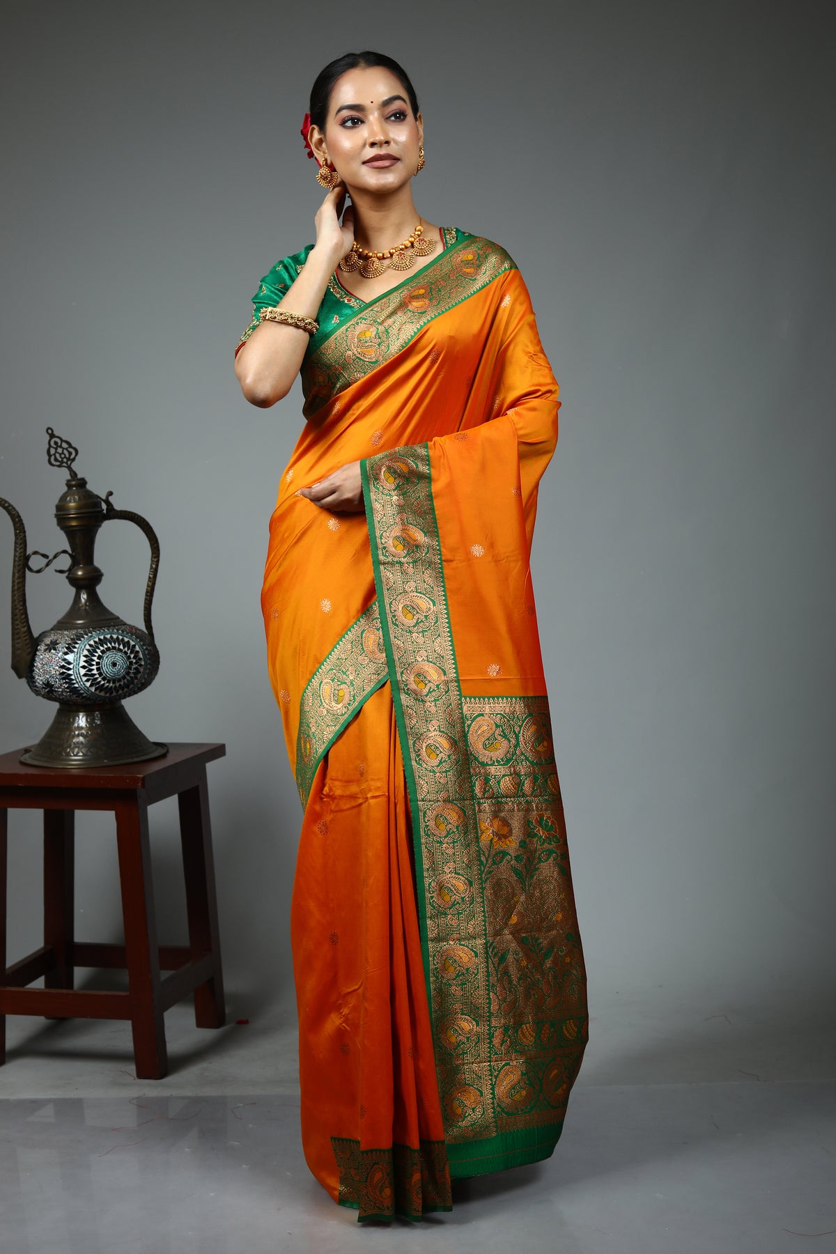 Yellow Blended Silk Saree