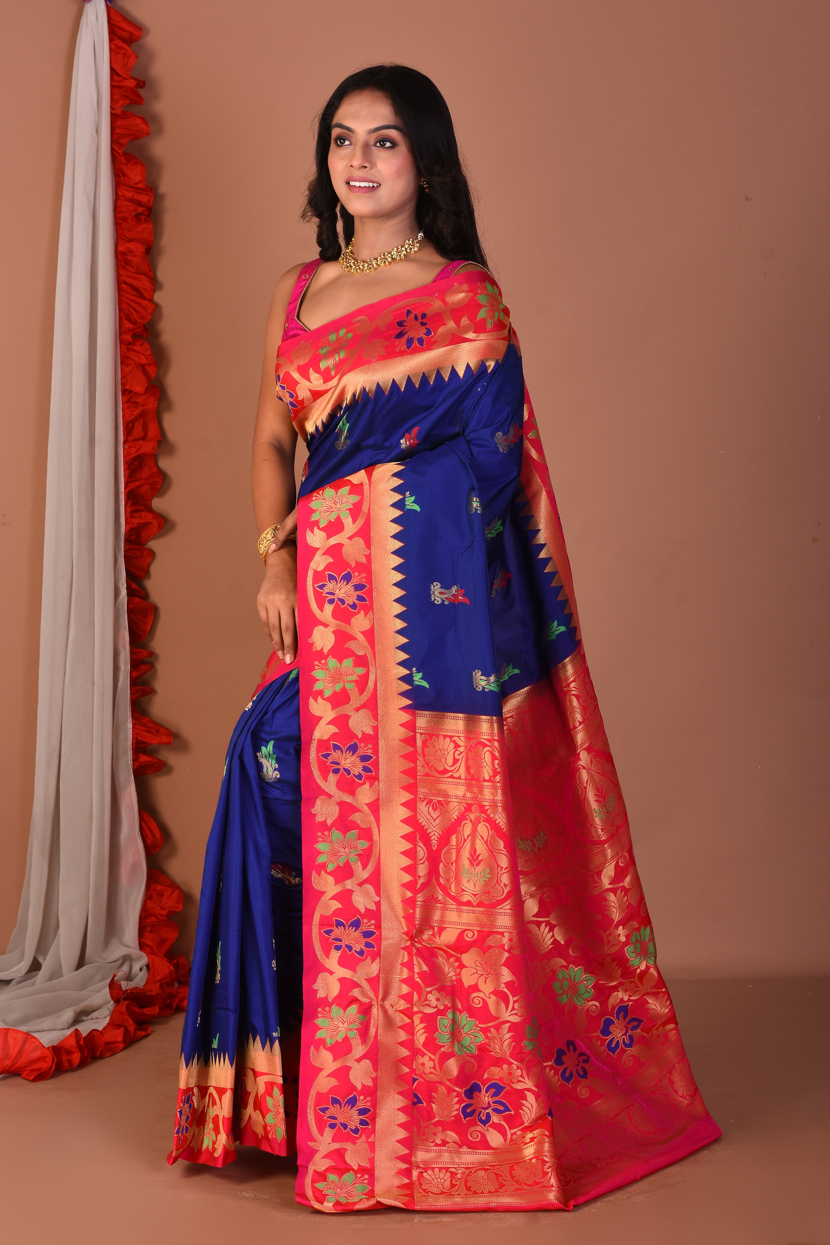 Blue Blended Paithani Silk Saree