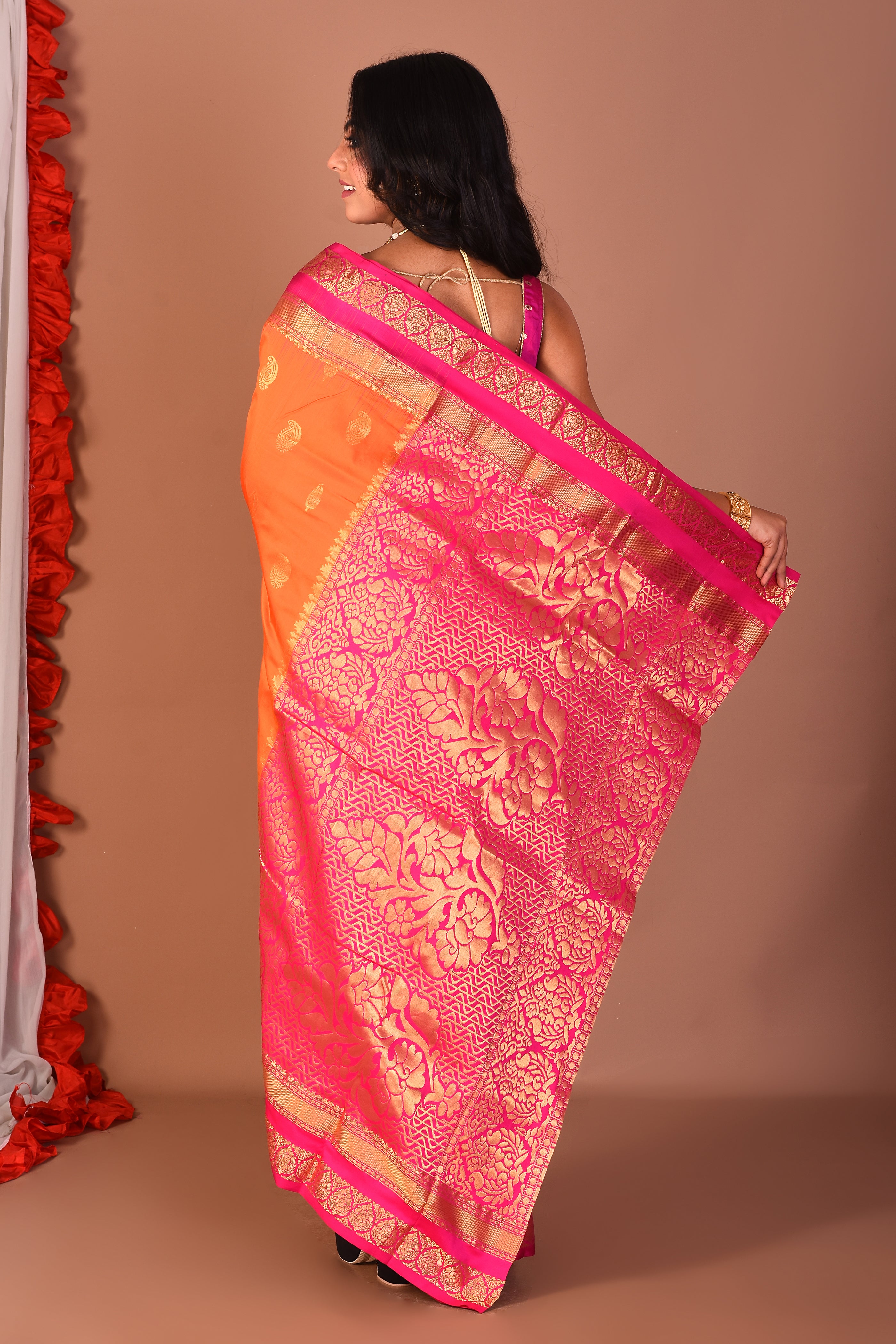 Orange Pure Kanjivaram Silk Saree - Keya Seth Exclusive