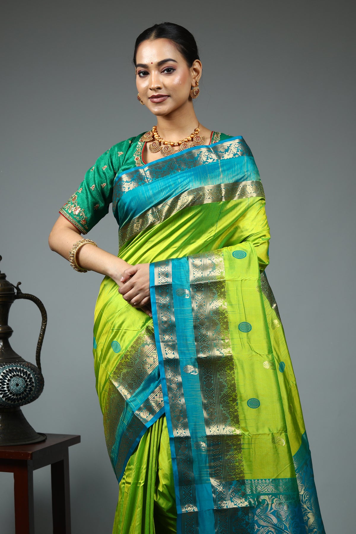 Leaf Green Pure Kanjivaram Silk Saree