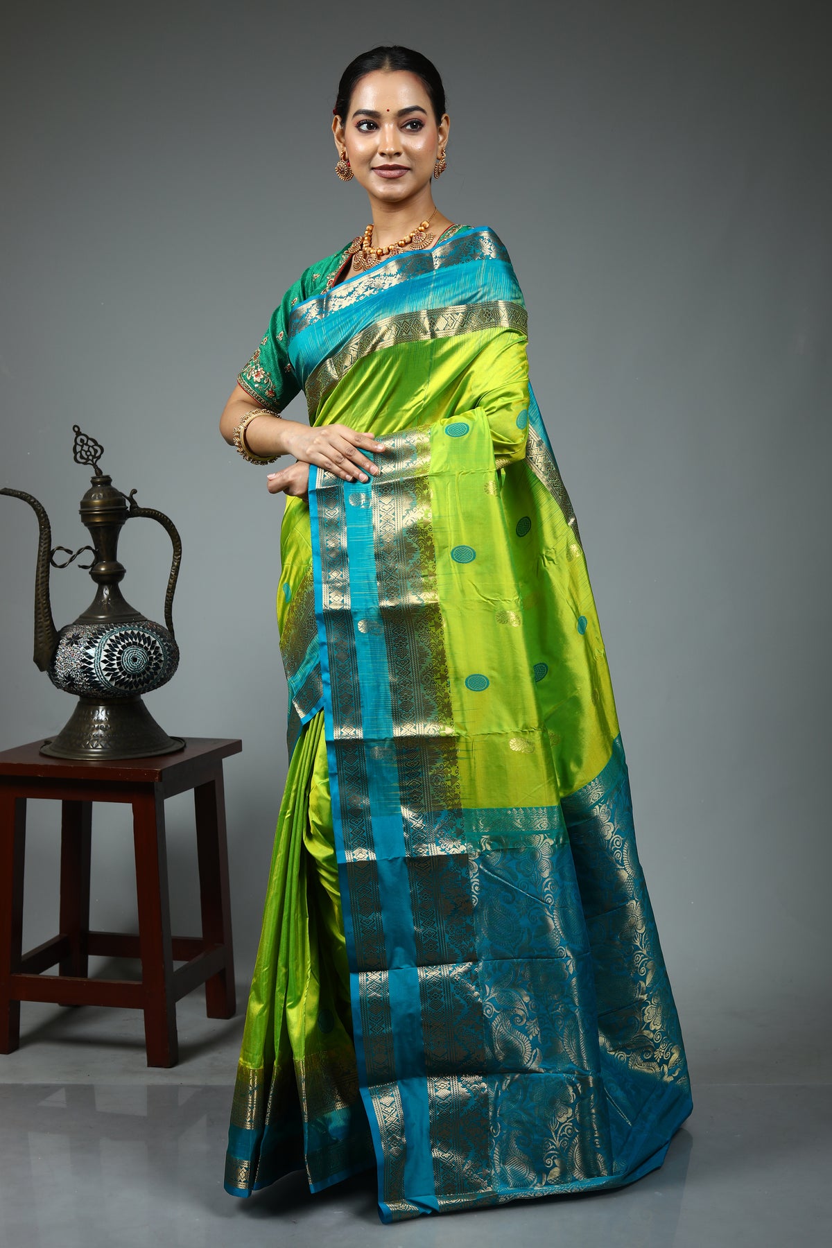 Leaf Green Pure Kanjivaram Silk Saree