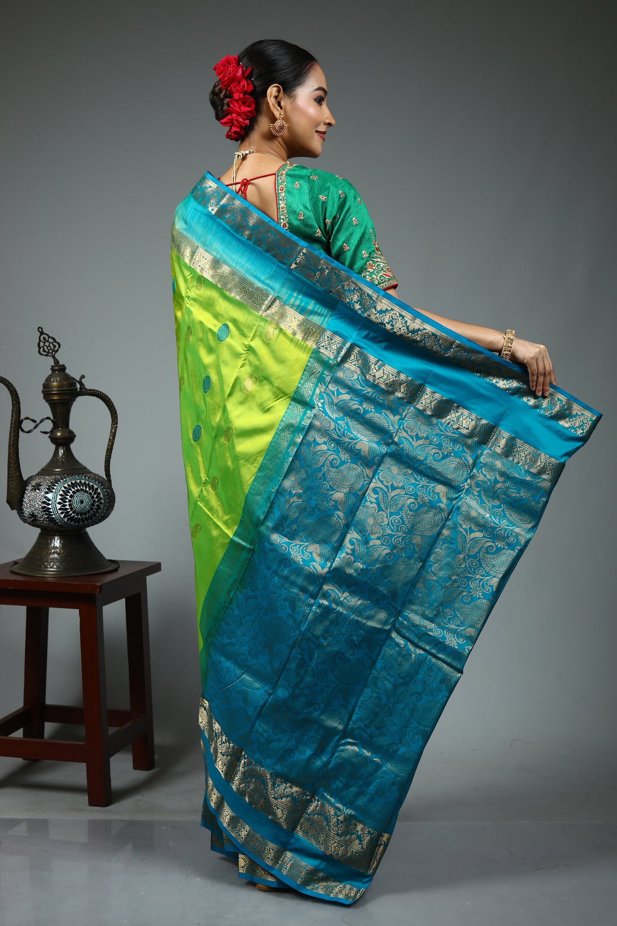 Leaf Green Pure Kanjivaram Silk Saree