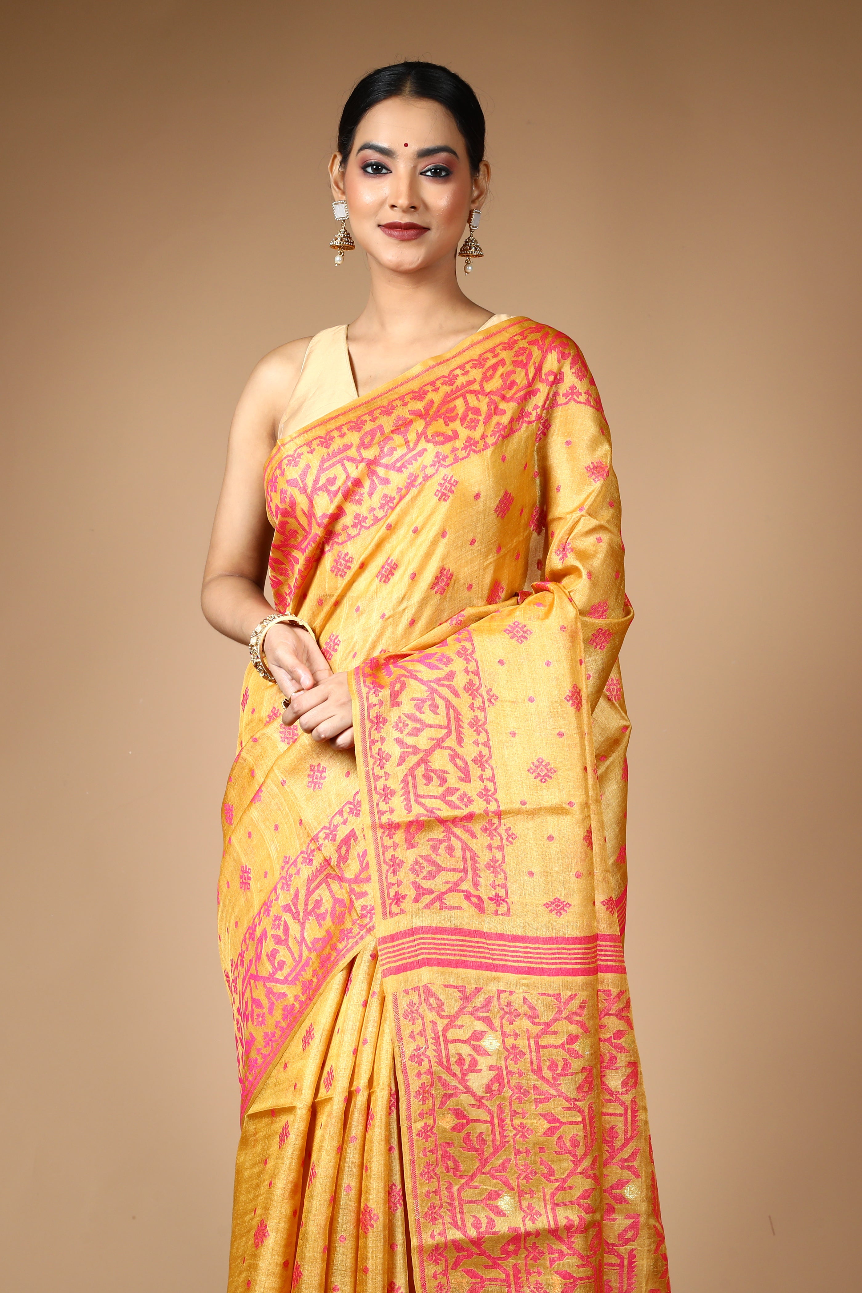 Golden Pure Tussar Saree