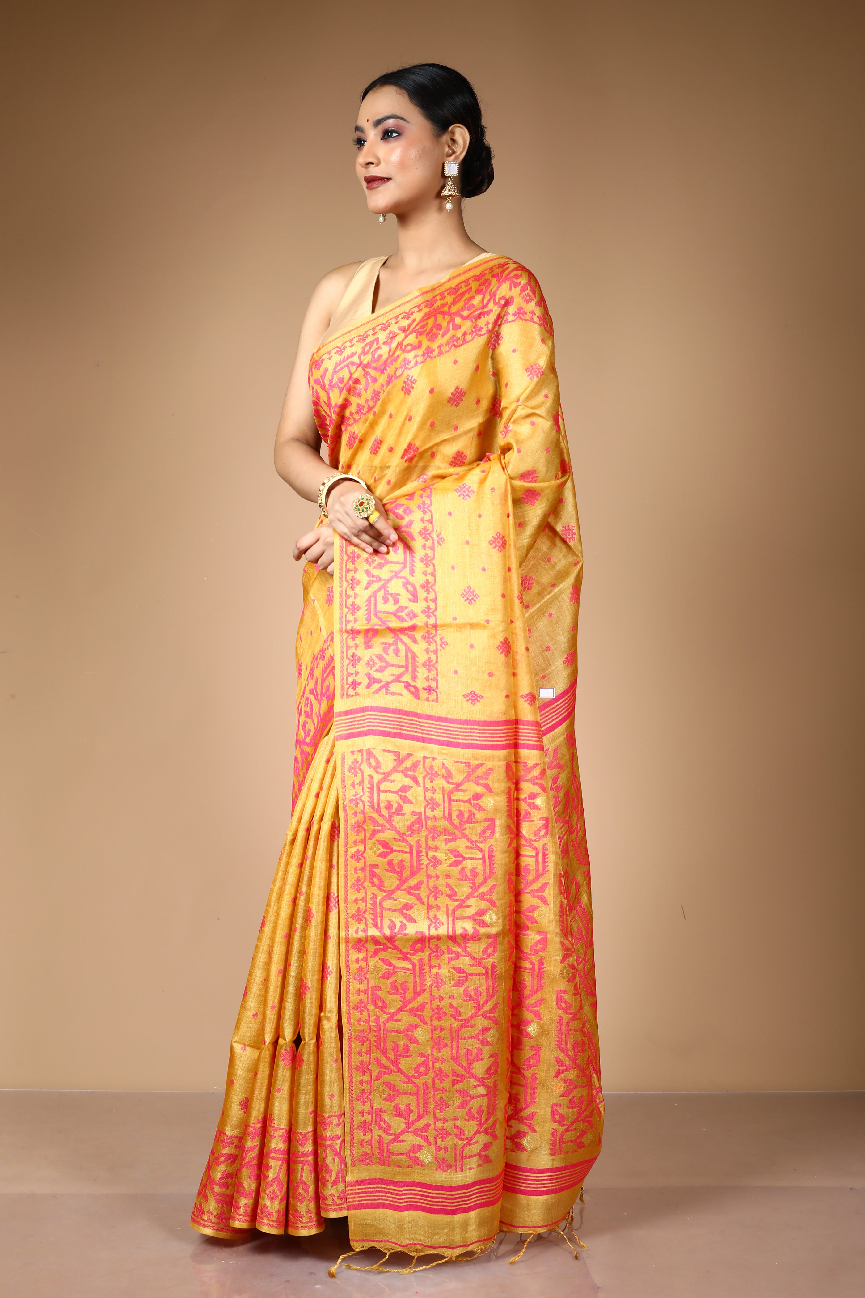 Golden Pure Tussar Saree