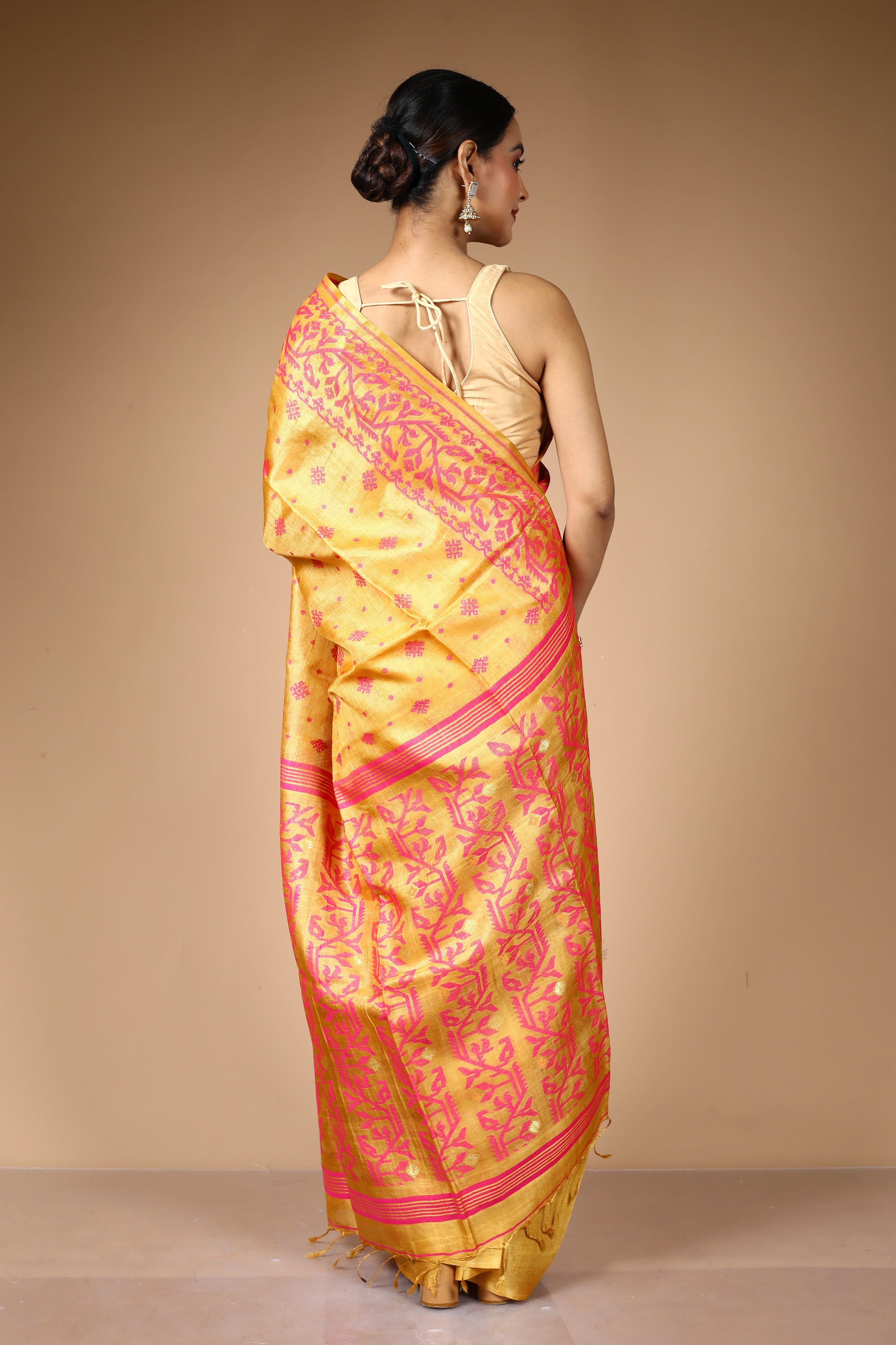 Golden Pure Tussar Saree