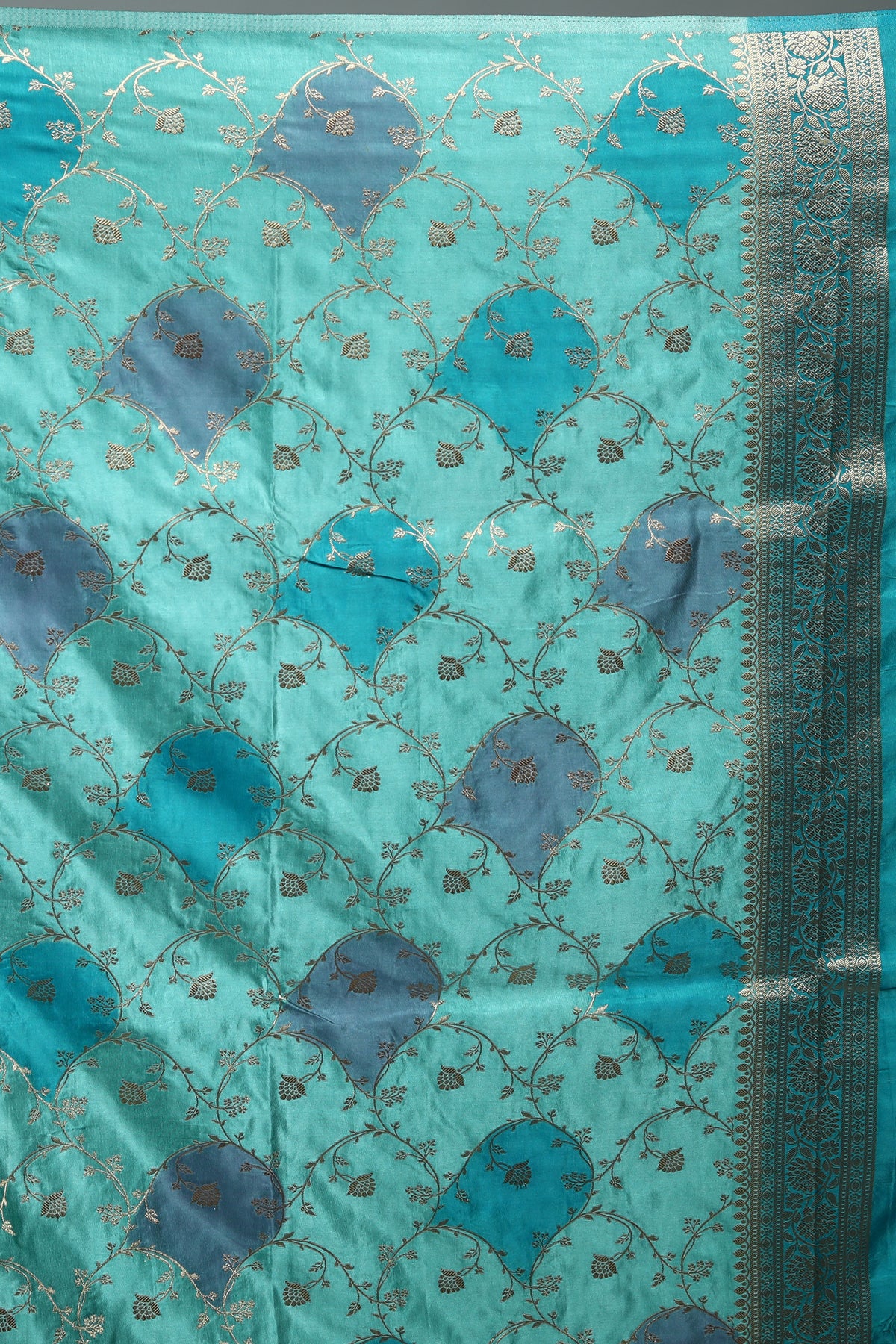 Sea Green Blended Mashru Silk Saree