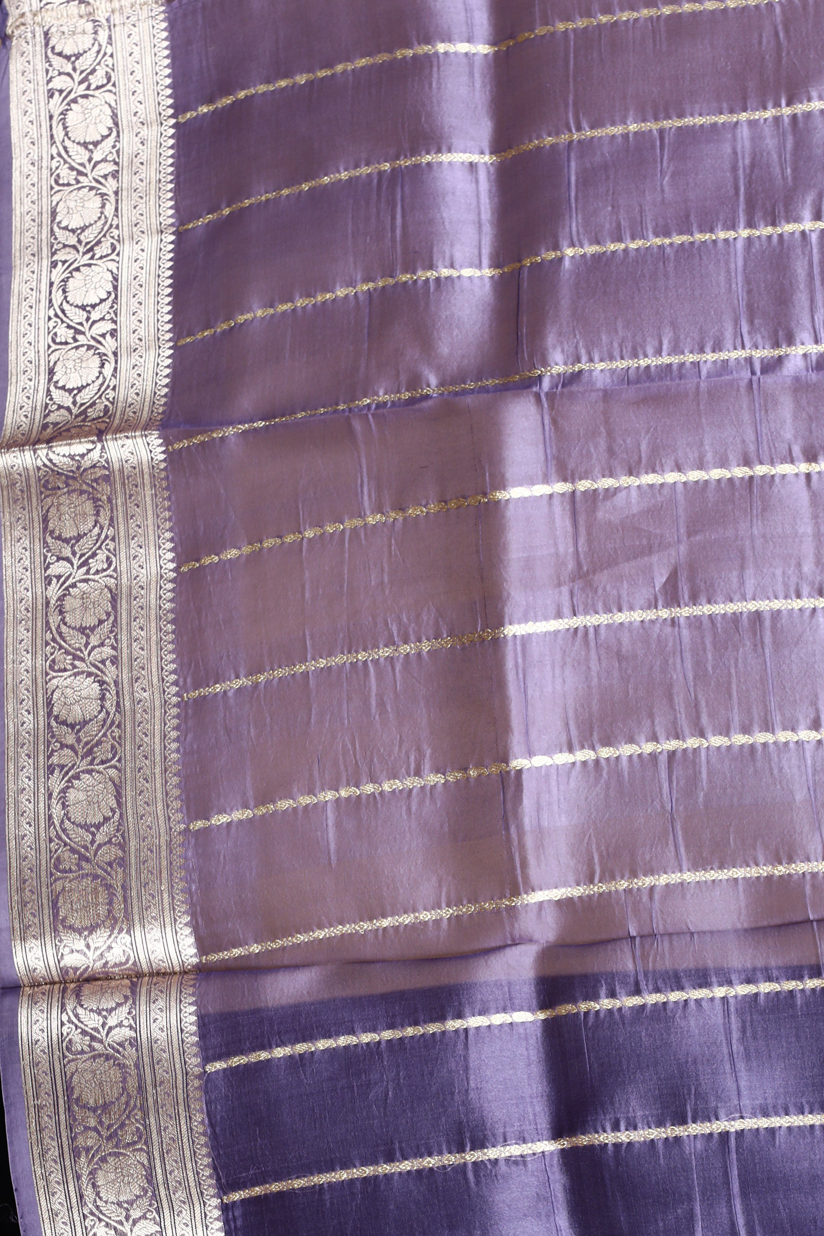 Purple Pure Kora Silk Saree
