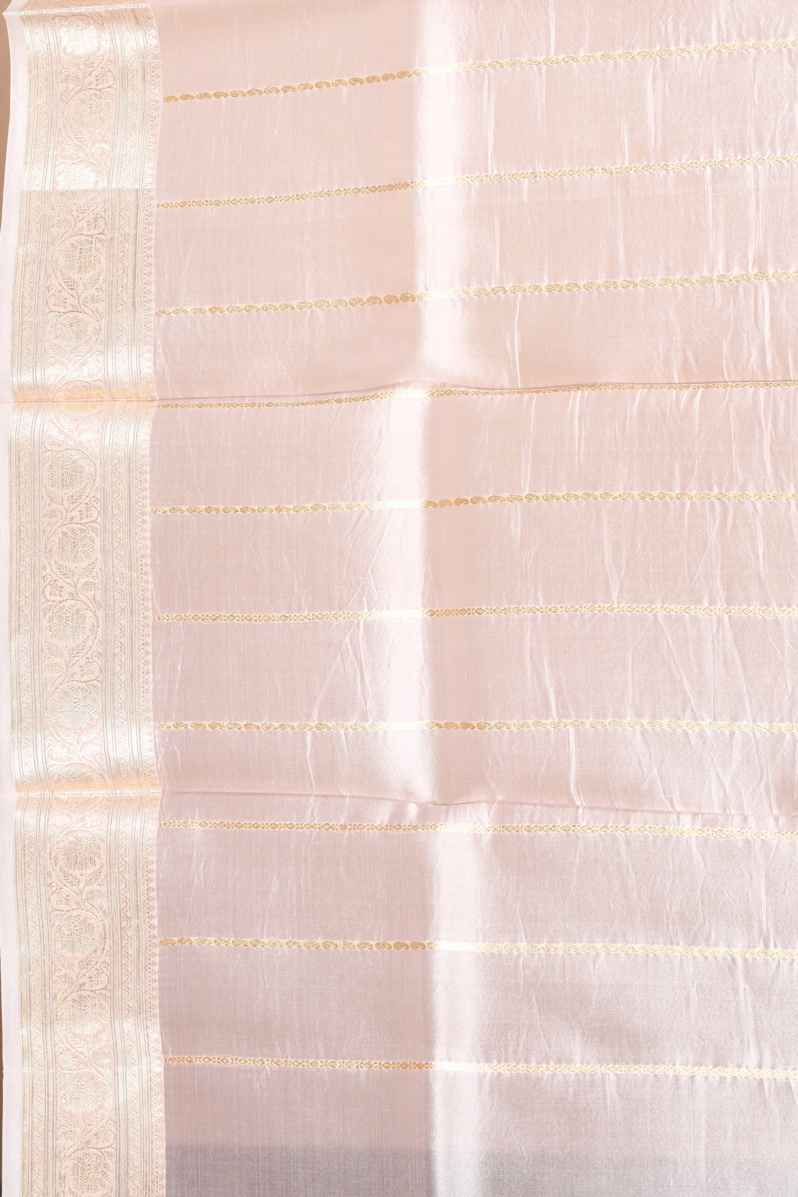 Peach Pure Kora Silk Saree