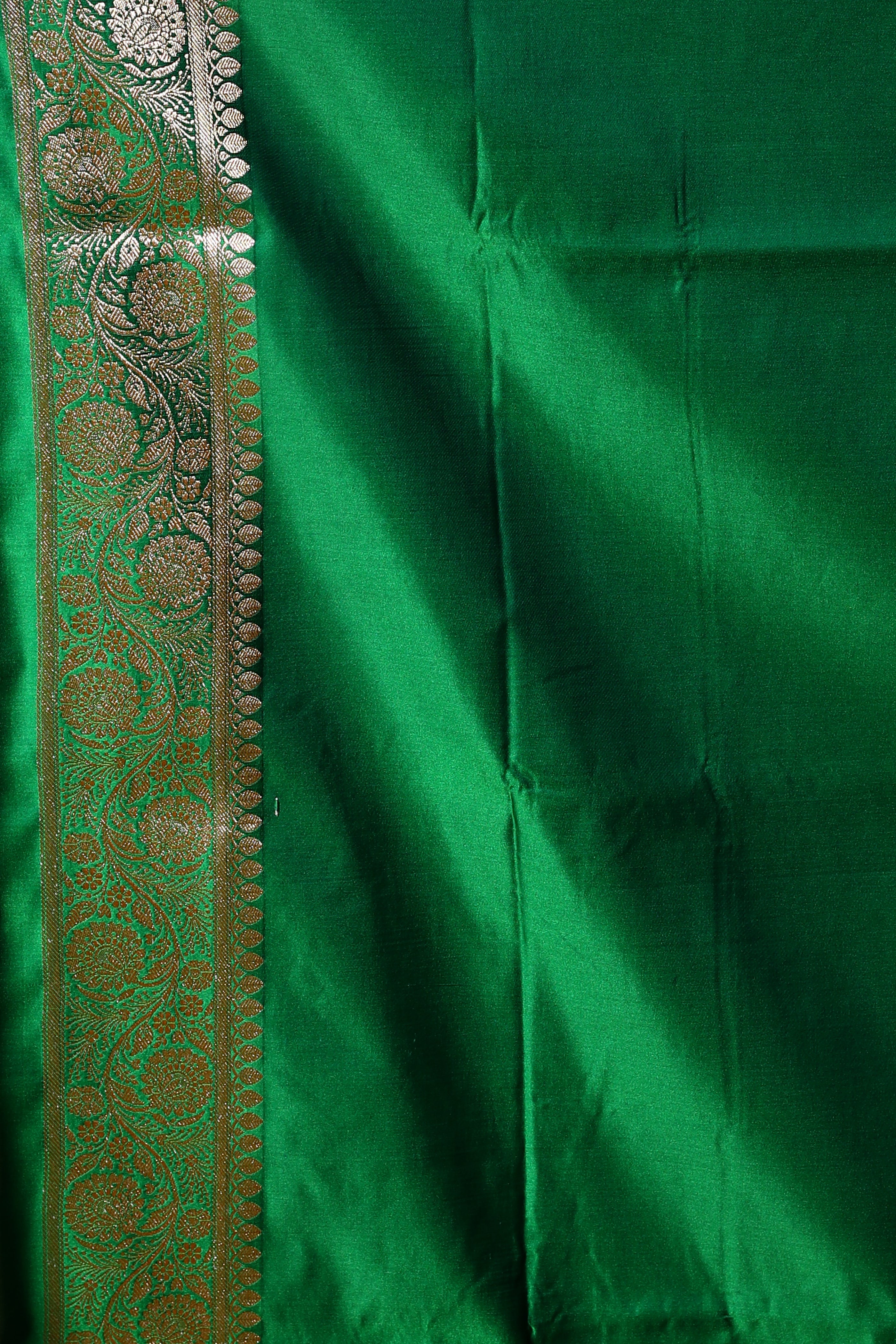Mint Green Blended Satin Banarasi Saree