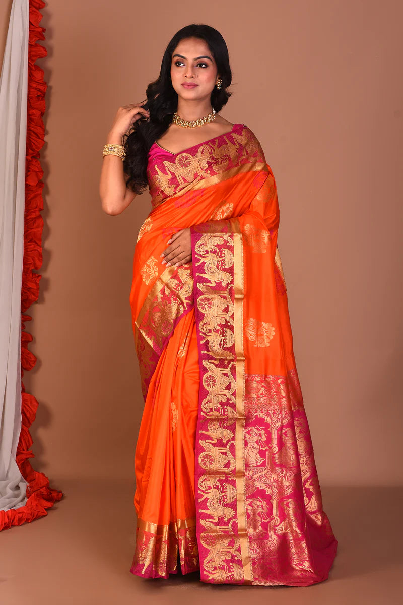 Orange Pure Kanjivaram Silk Saree - Keya Seth Exclusive
