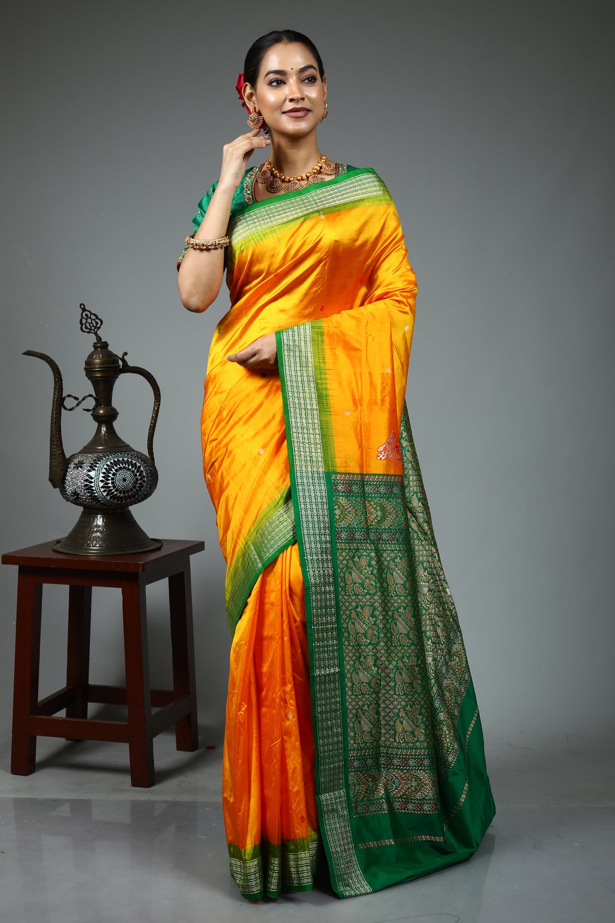Mustard Pure Bomkai Saree