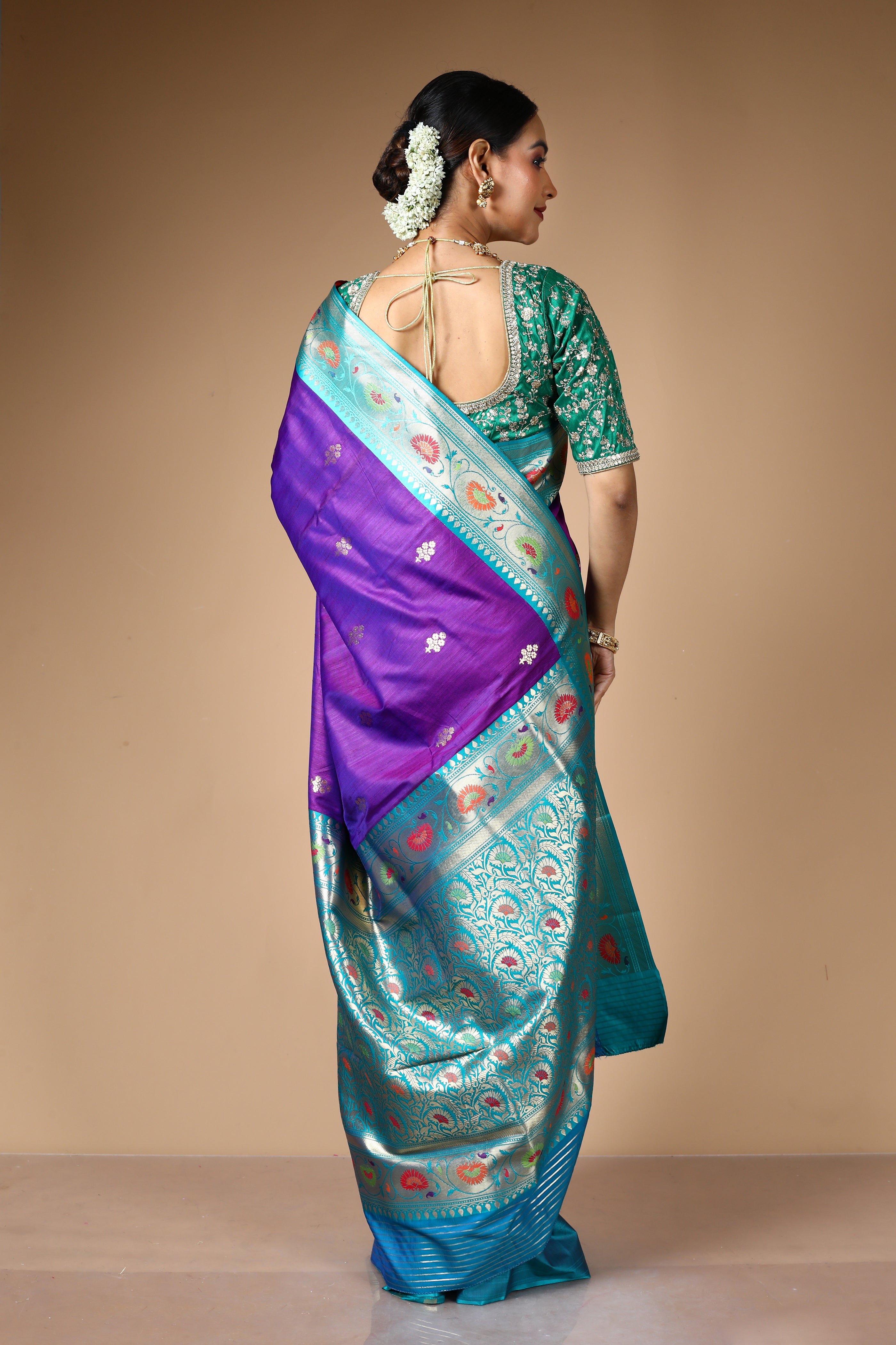 Purple Blended Art Silk Saree