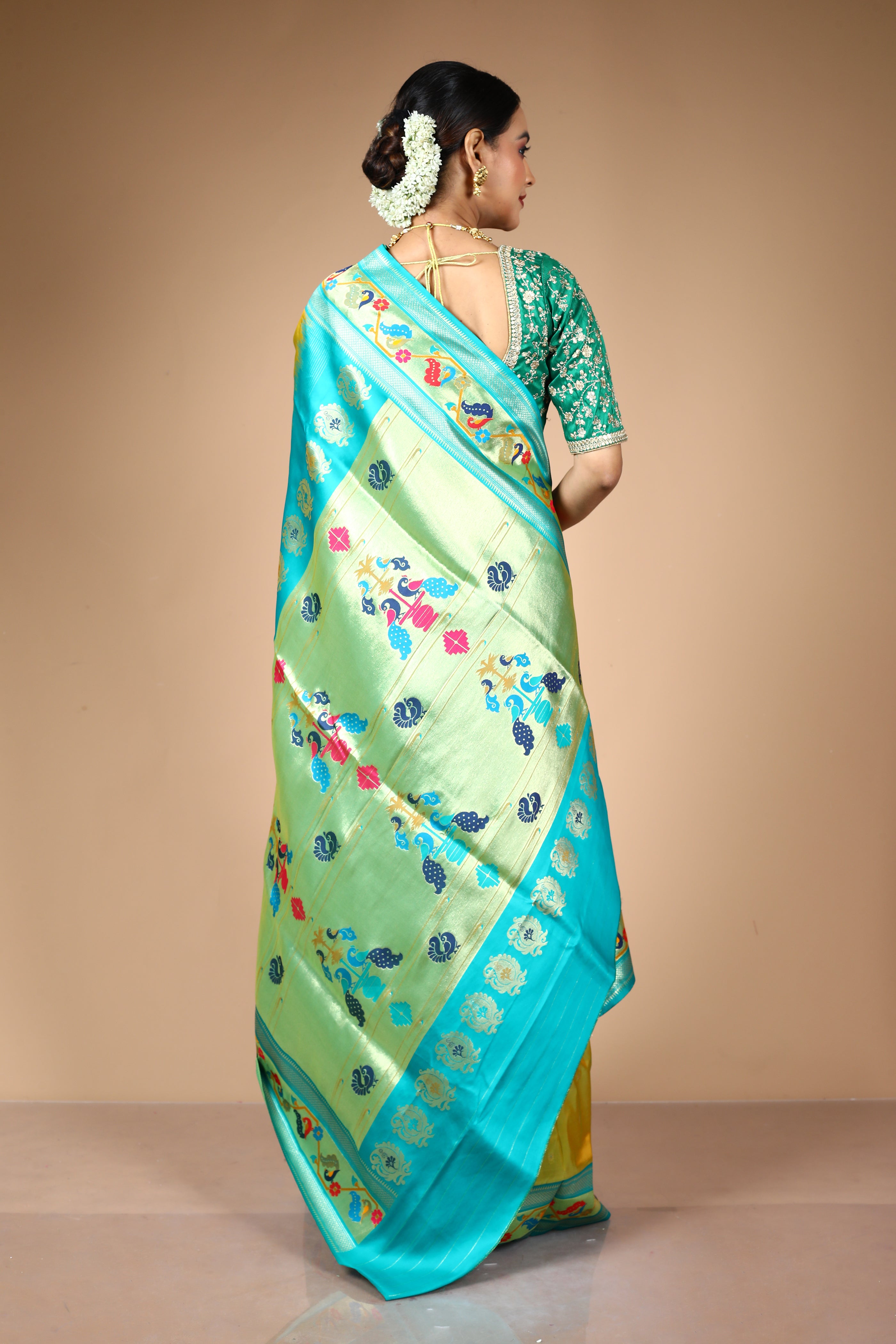 Green Blended Art Silk Saree