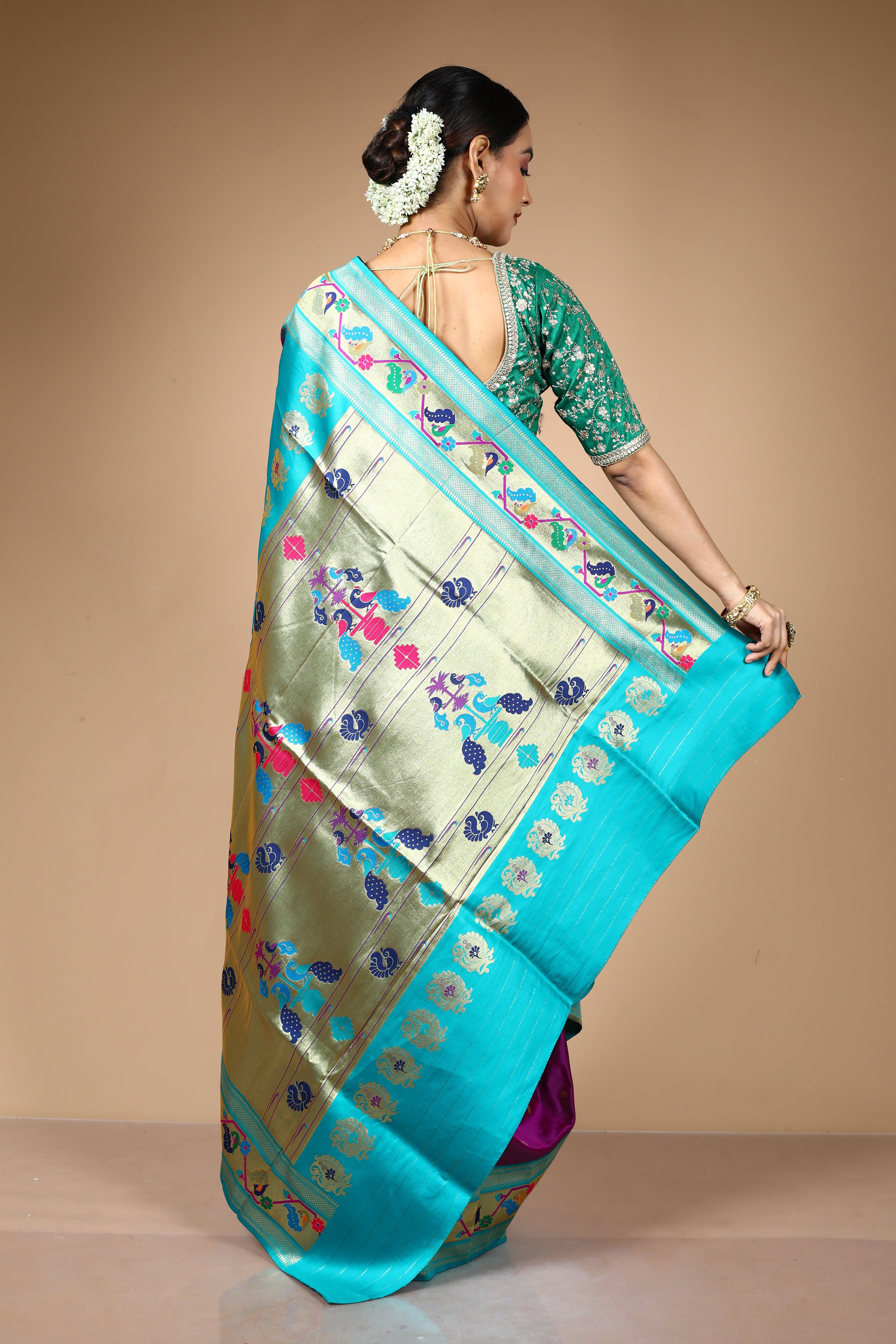 Purple Blended Art Silk Saree