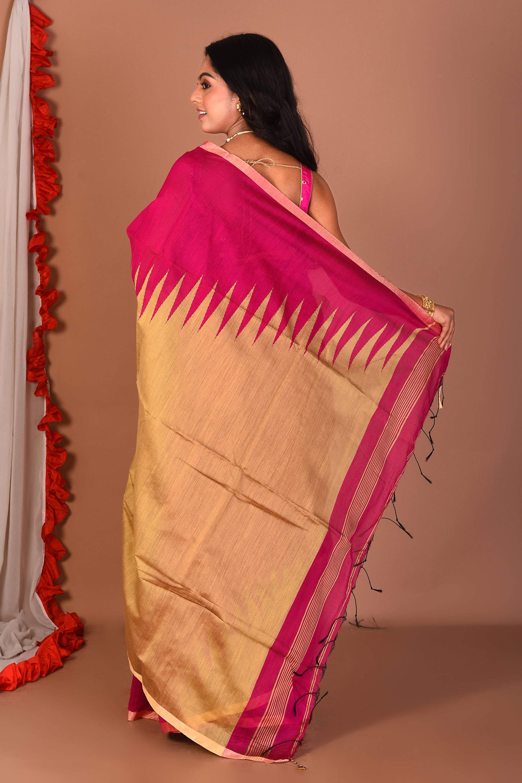 Rani Blended Linen Handloom Saree - Keya Seth Exclusive