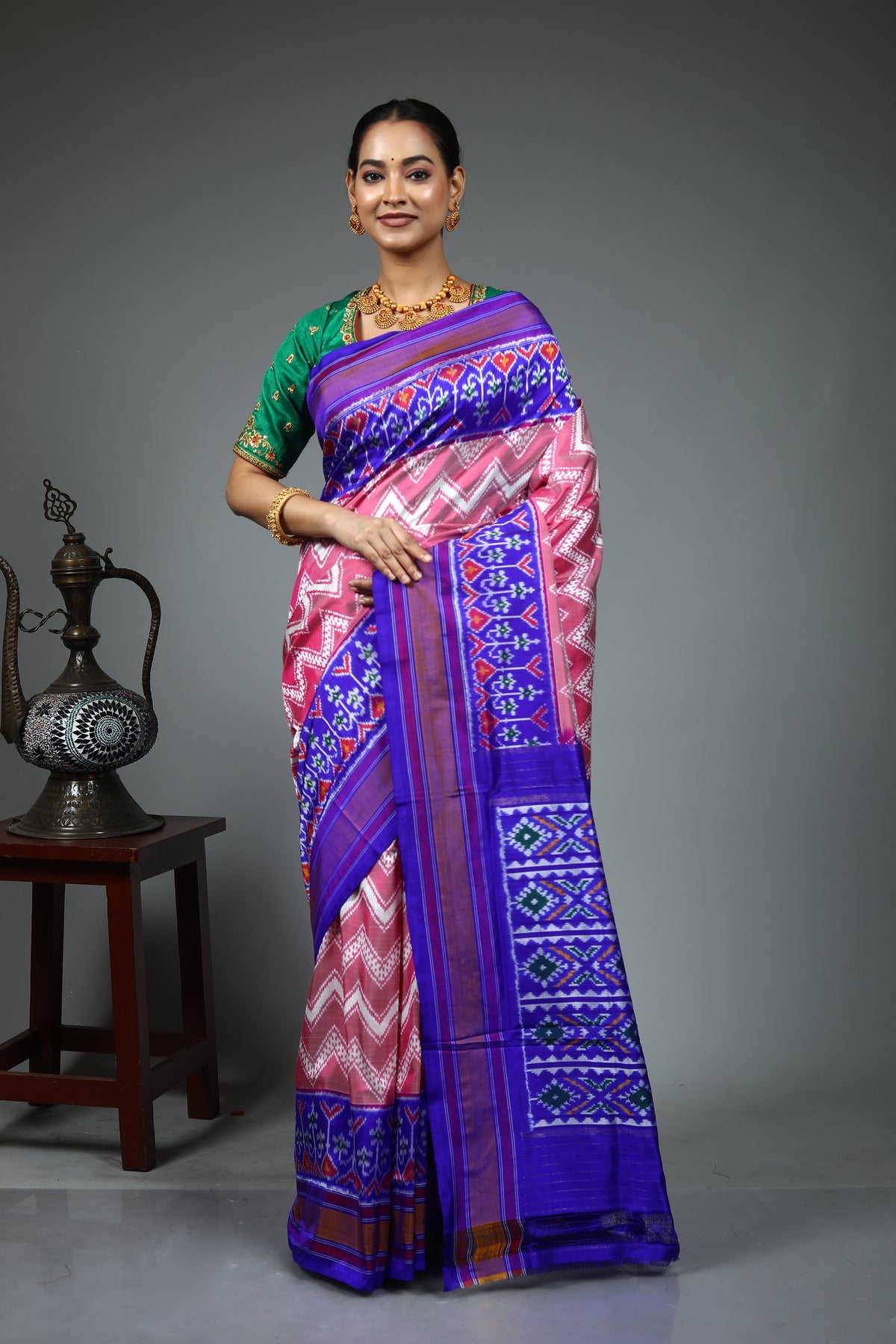 Pink Ikkat Saree