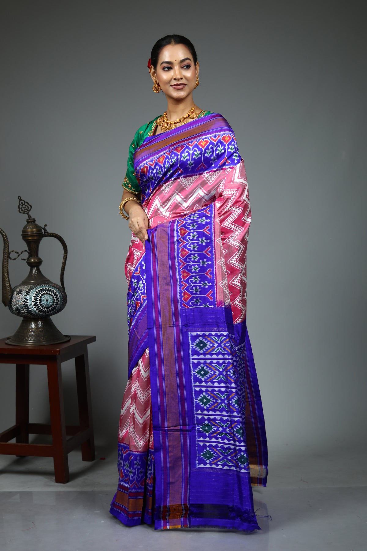 Pink Ikkat Saree