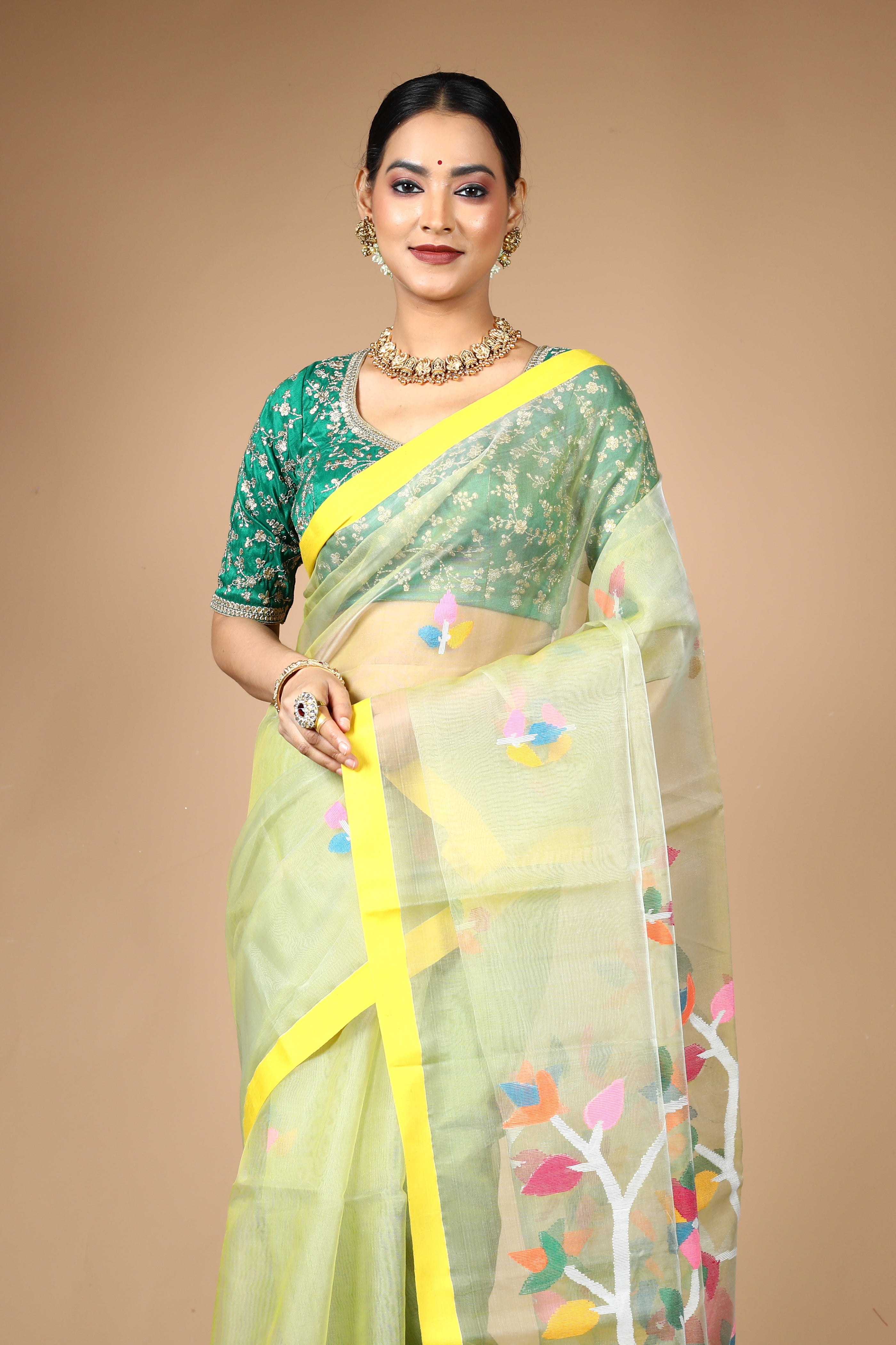 Light Green Pure Muslin Saree