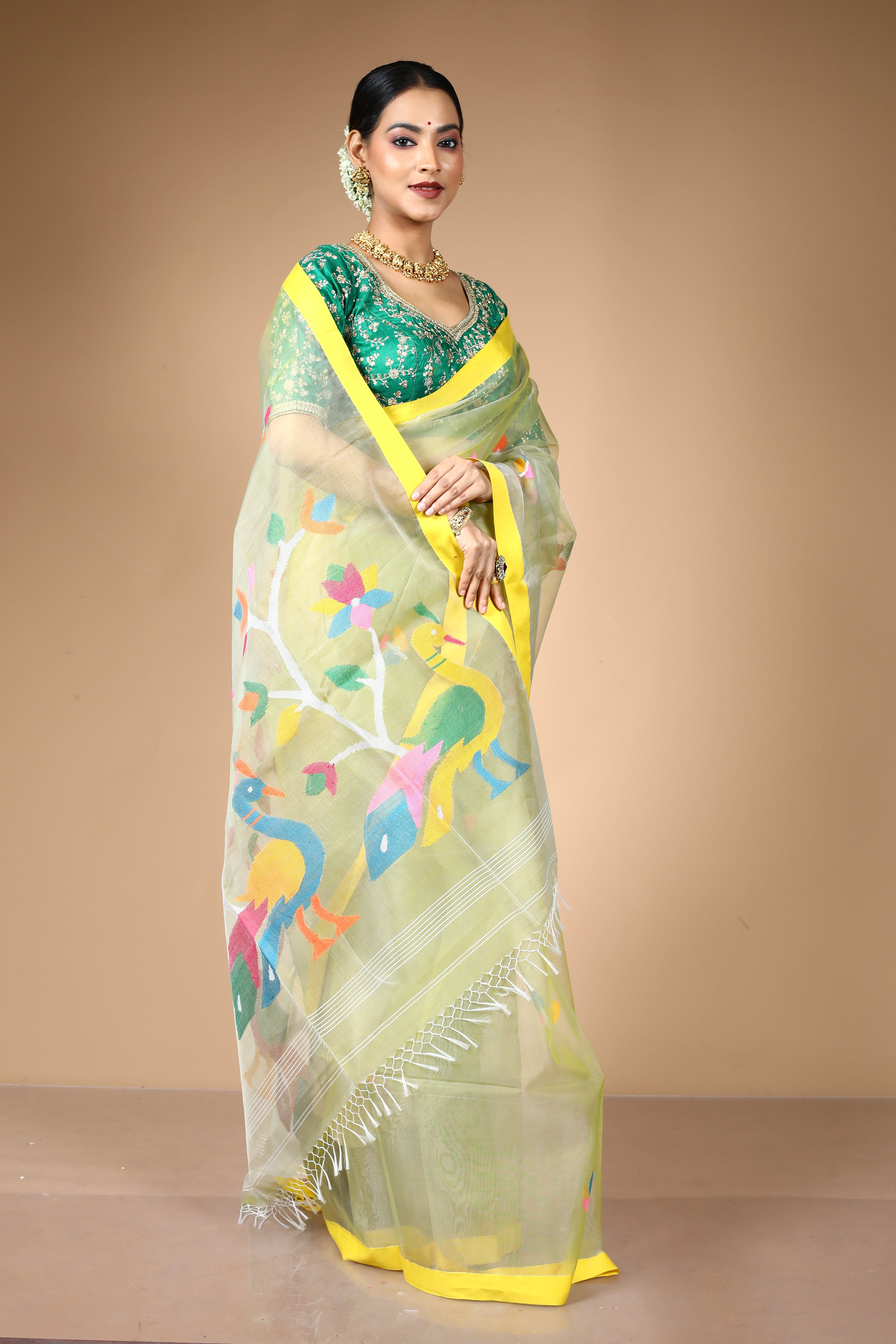 Light Green Pure Muslin Saree