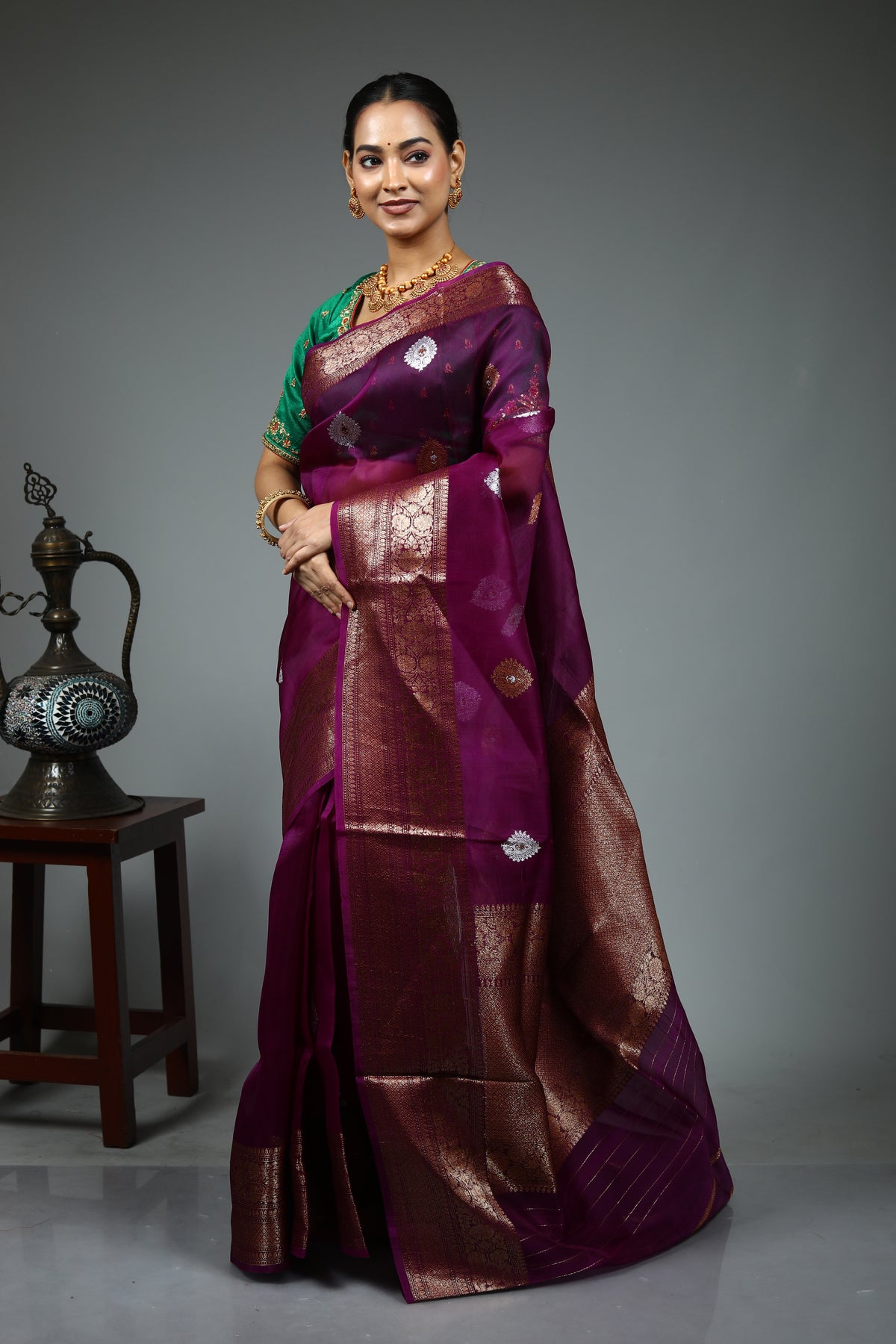 Purple Pure Kora Saree