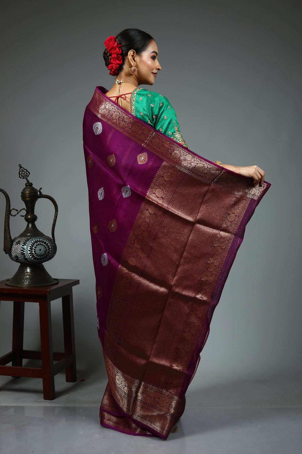 Purple Pure Kora Saree